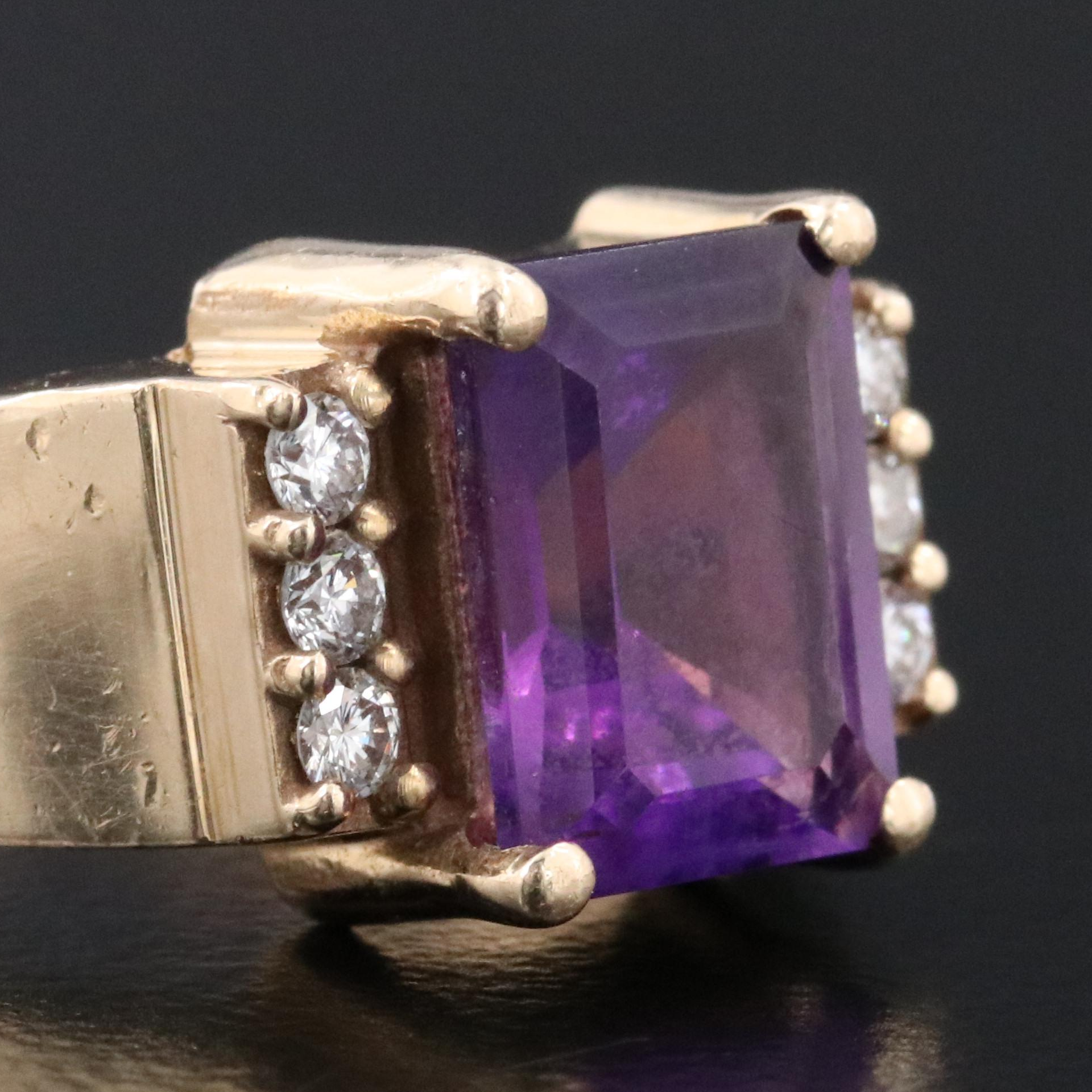 14K Amethyst and Diamond Ring