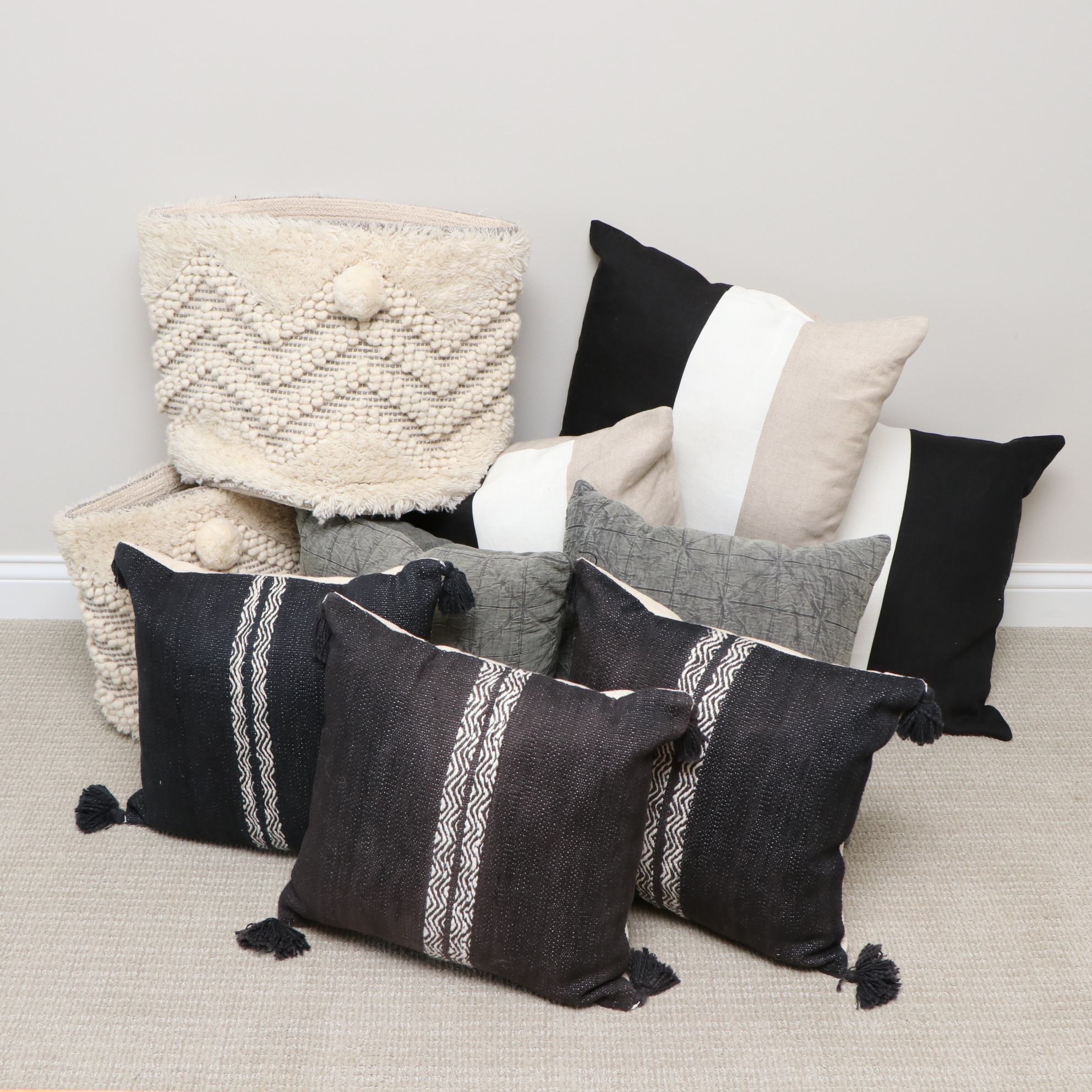 Surya "Mali" Baskets, Surya Woven Pillows and Other Striped Pillows