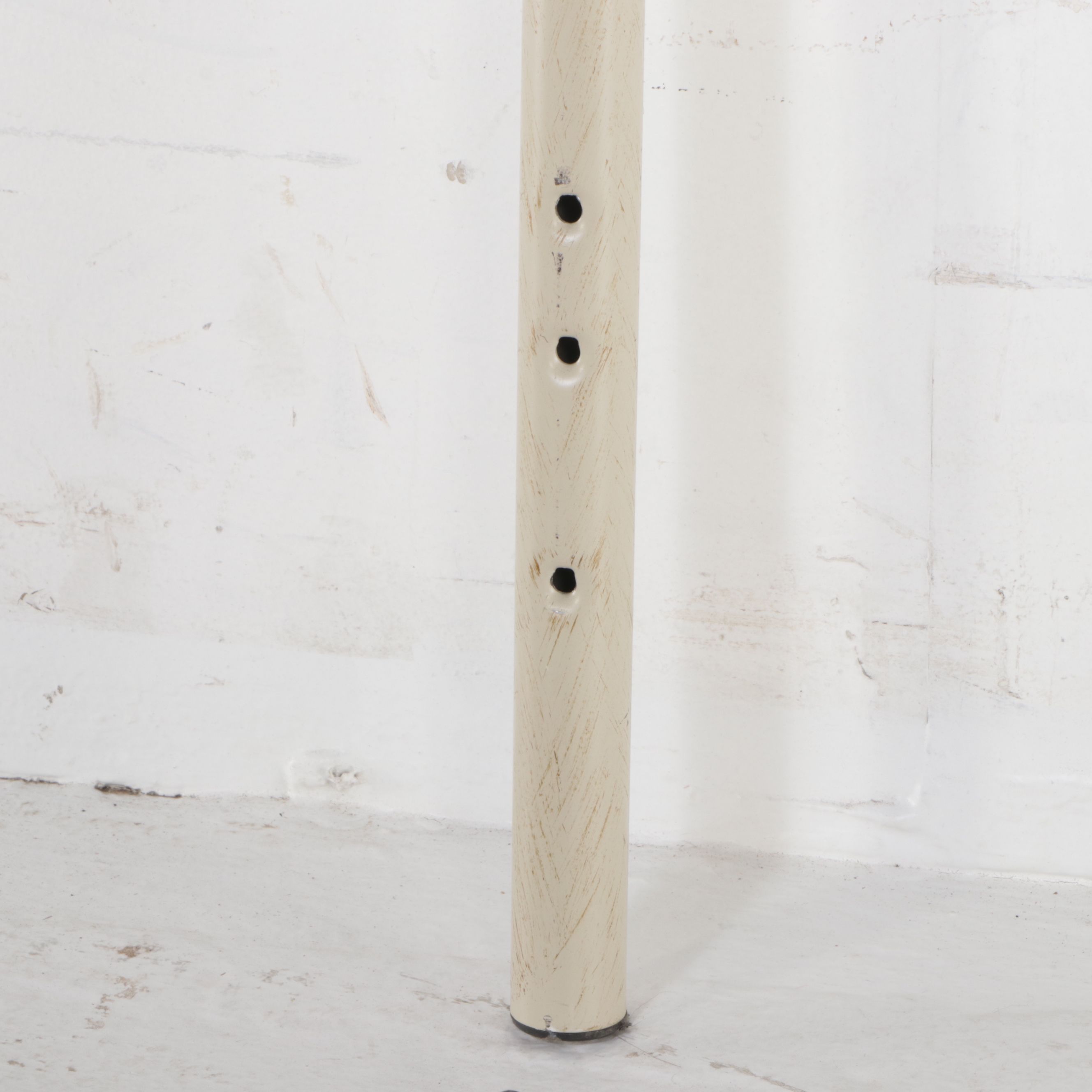 Distressed Cream Painted Wrought Metal Headboard with Metal Frame