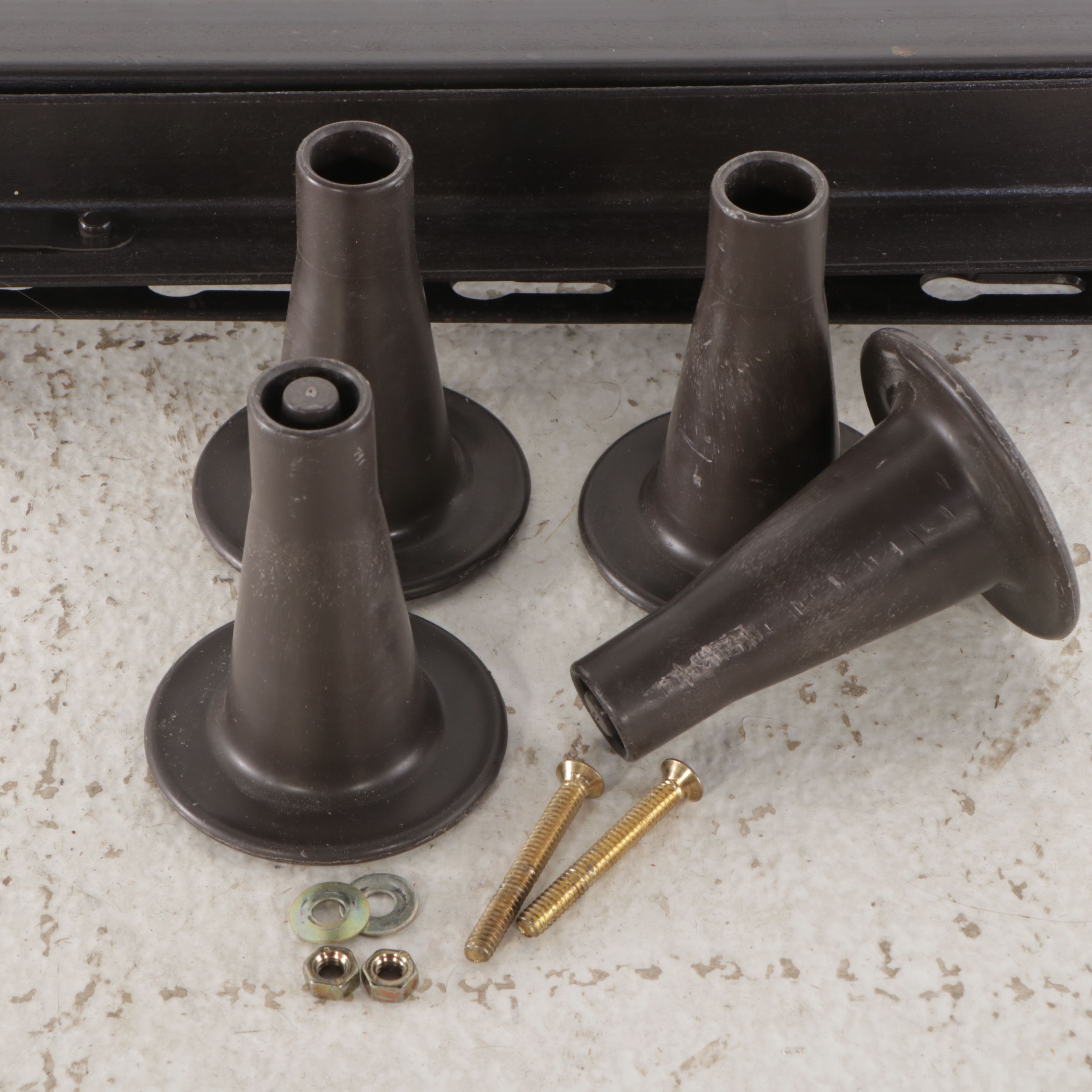 Distressed Cream Painted Wrought Metal Headboard with Metal Frame