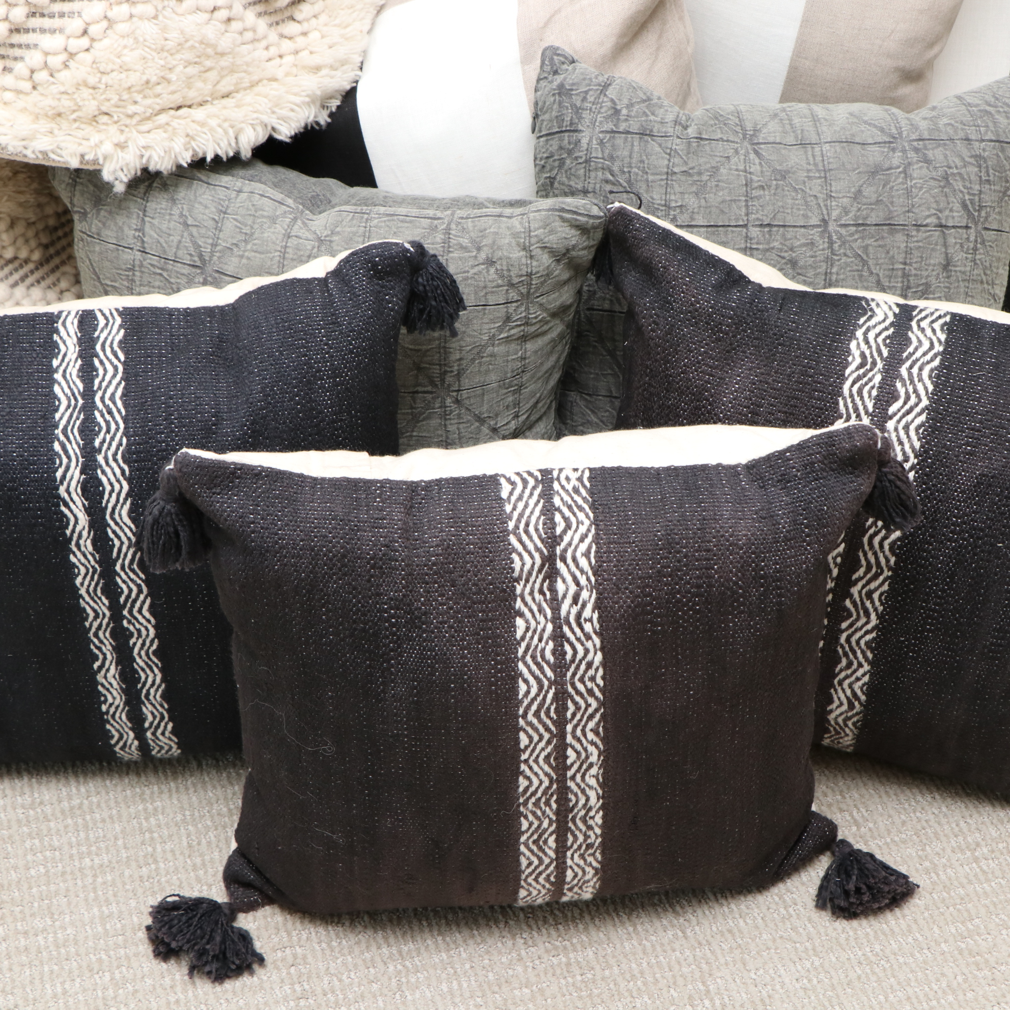 Surya "Mali" Baskets, Surya Woven Pillows and Other Striped Pillows