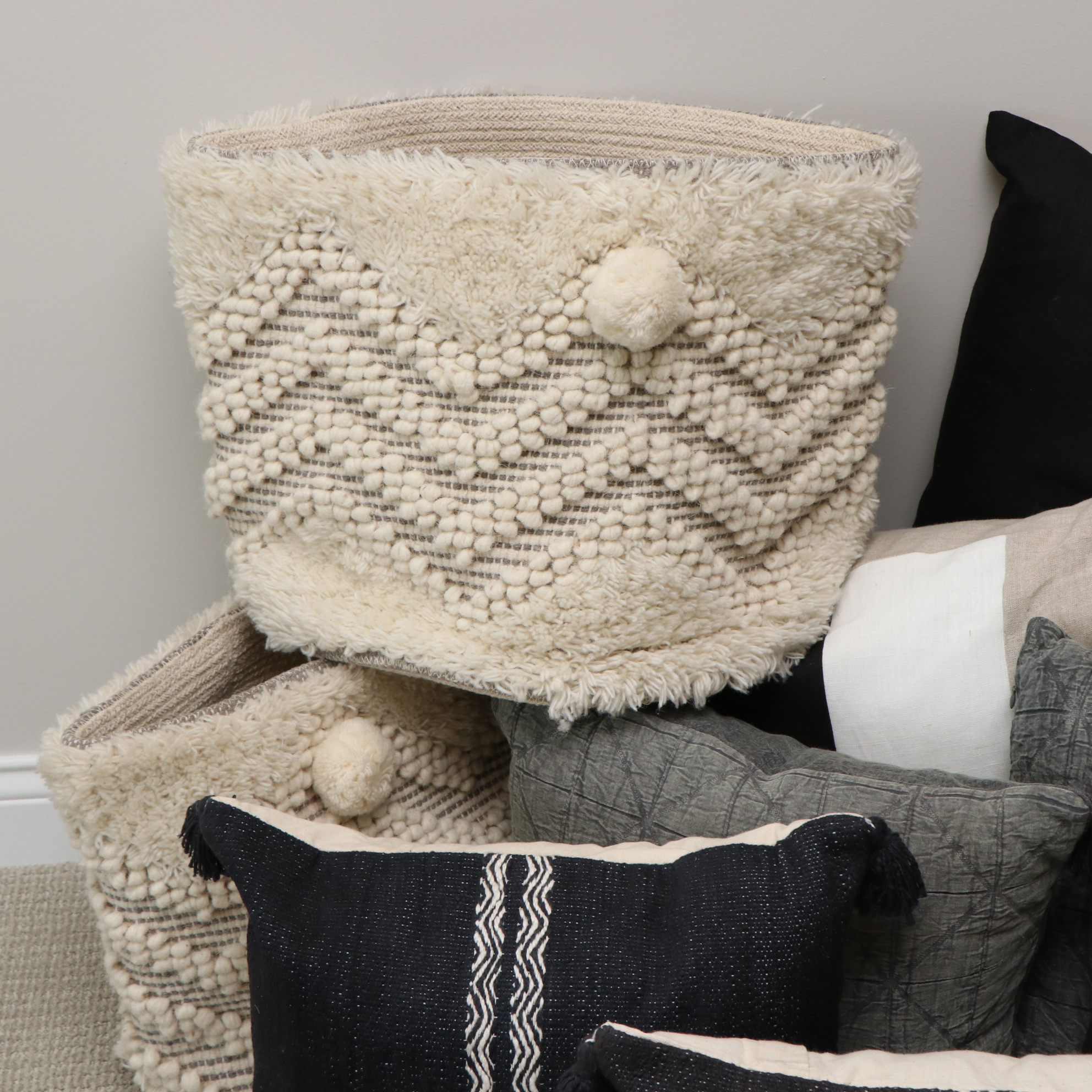 Surya "Mali" Baskets, Surya Woven Pillows and Other Striped Pillows