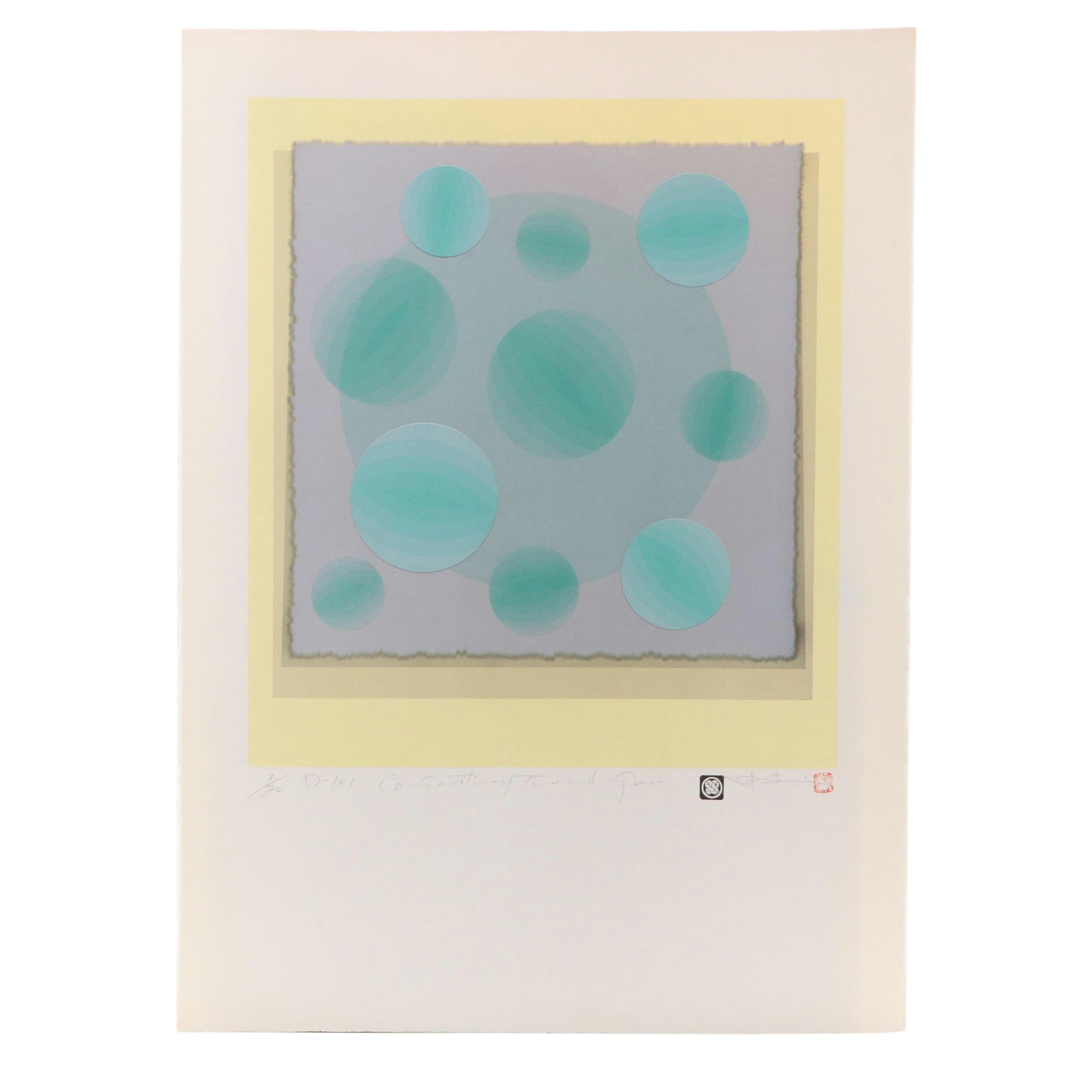 Nobuteru Shimotakahara Op Art Serigraph "Composition of Time and Space (D-101)"