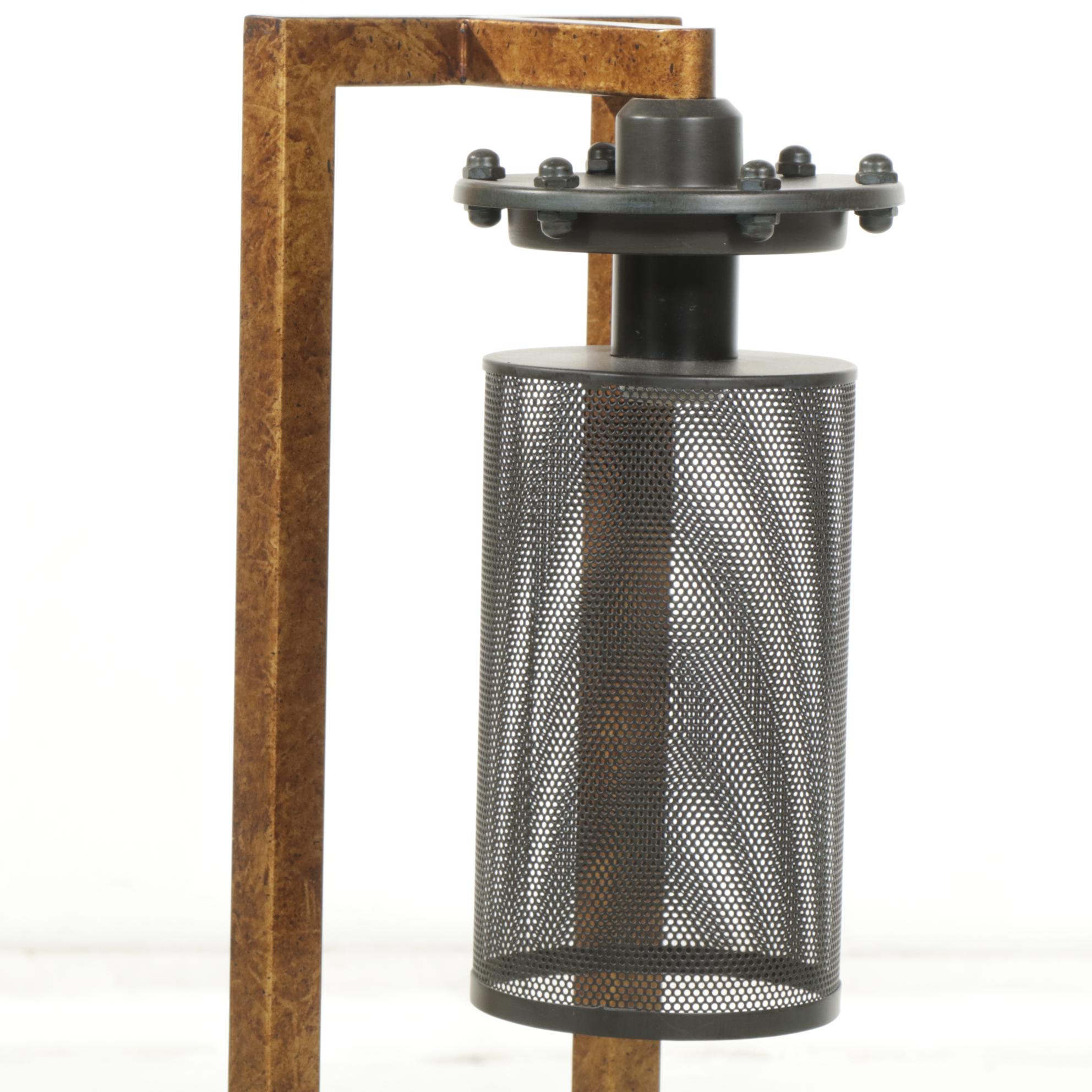 Gibson Industrial Style Metal Table Lamp in Copper and Iron Finish