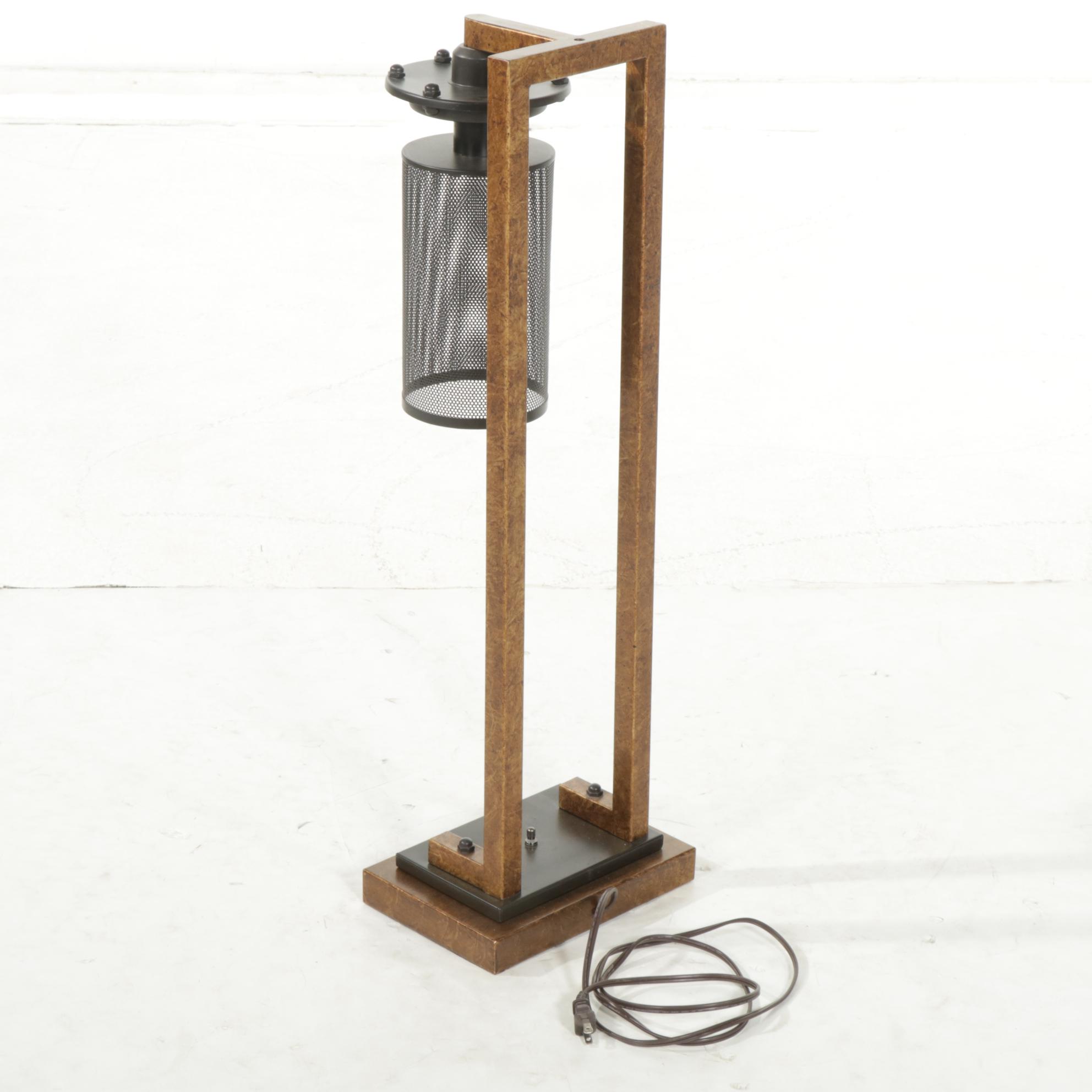 Gibson Industrial Style Metal Table Lamp in Copper and Iron Finish