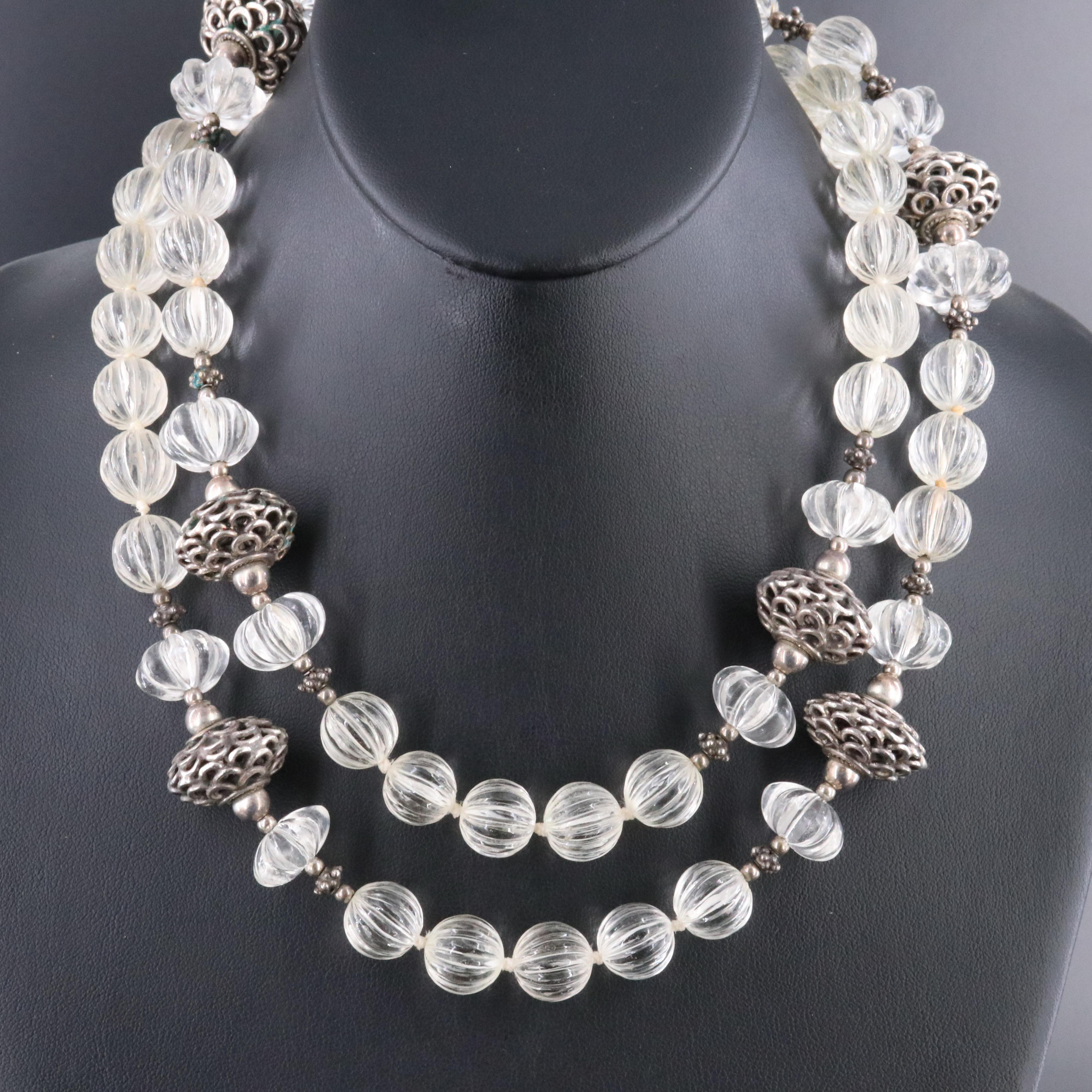 Vintage Sterling Rock Crystal Necklace