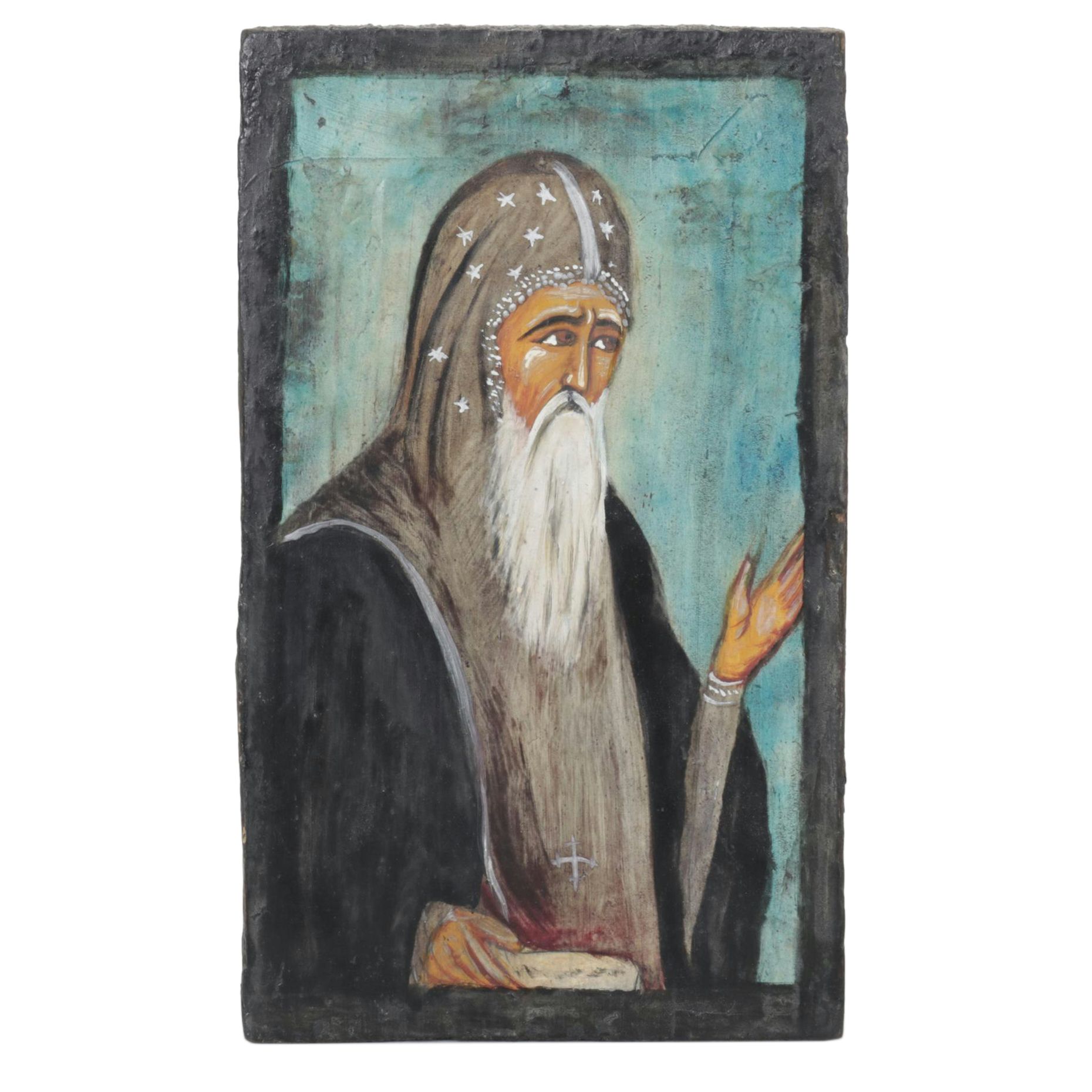 Bulgarian Orthodox Hand-Painted Icon of Saint John of Rila, 19th Century