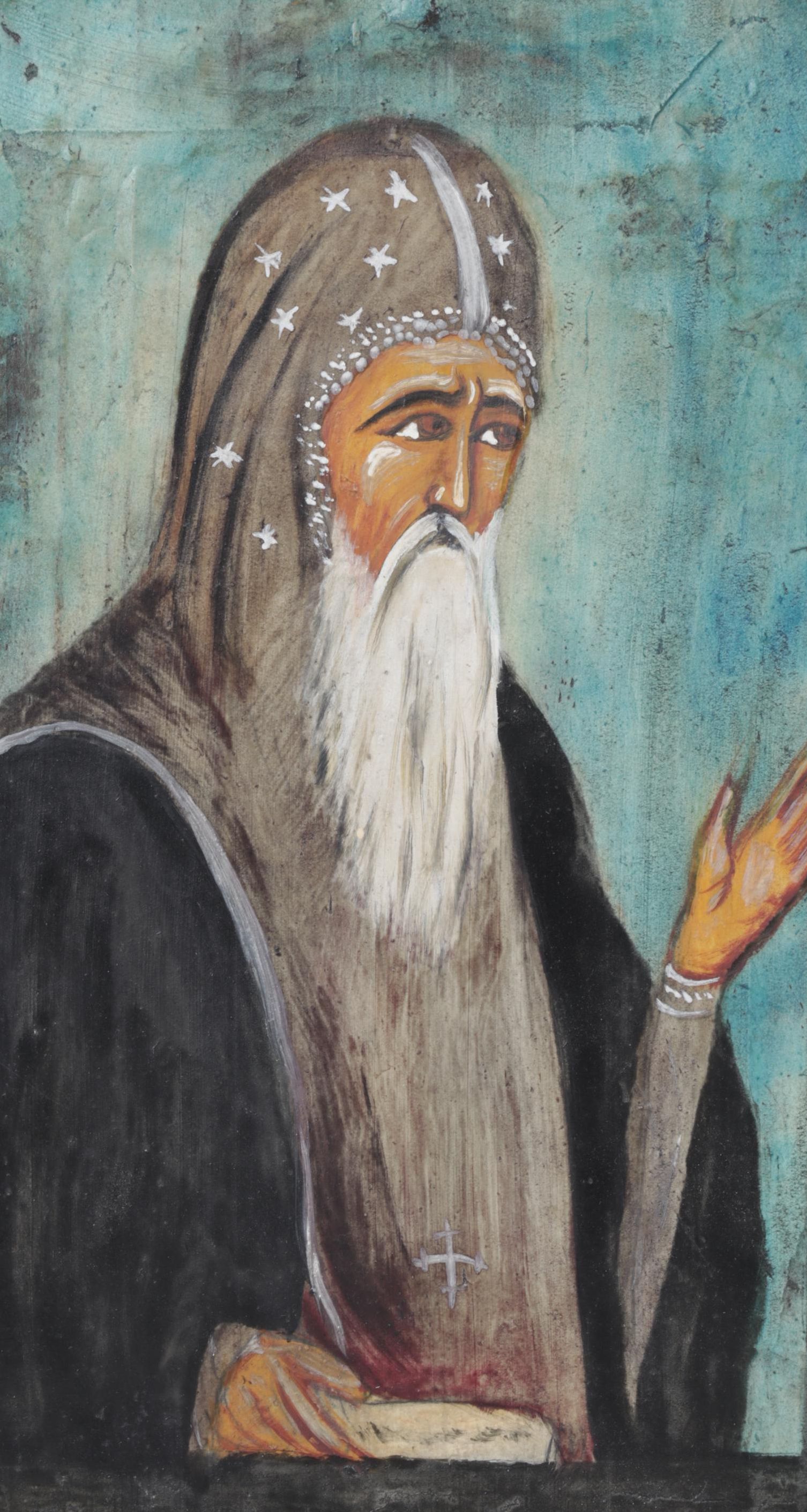 Bulgarian Orthodox Hand-Painted Icon of Saint John of Rila, 19th Century