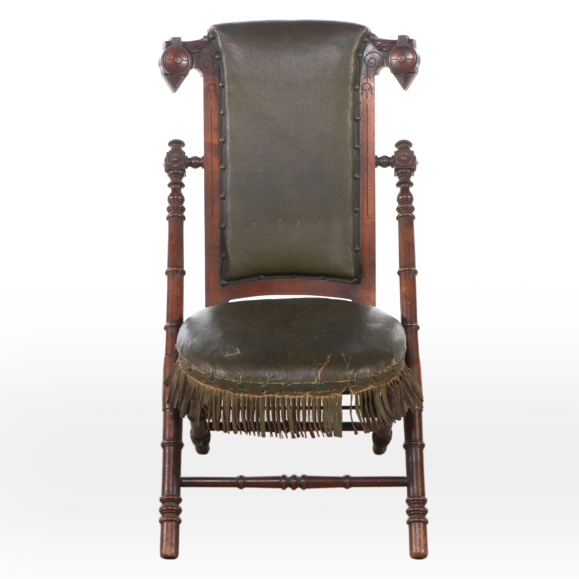 Late Victorian Hunszinger Style Leather Upholstered Folding Chair