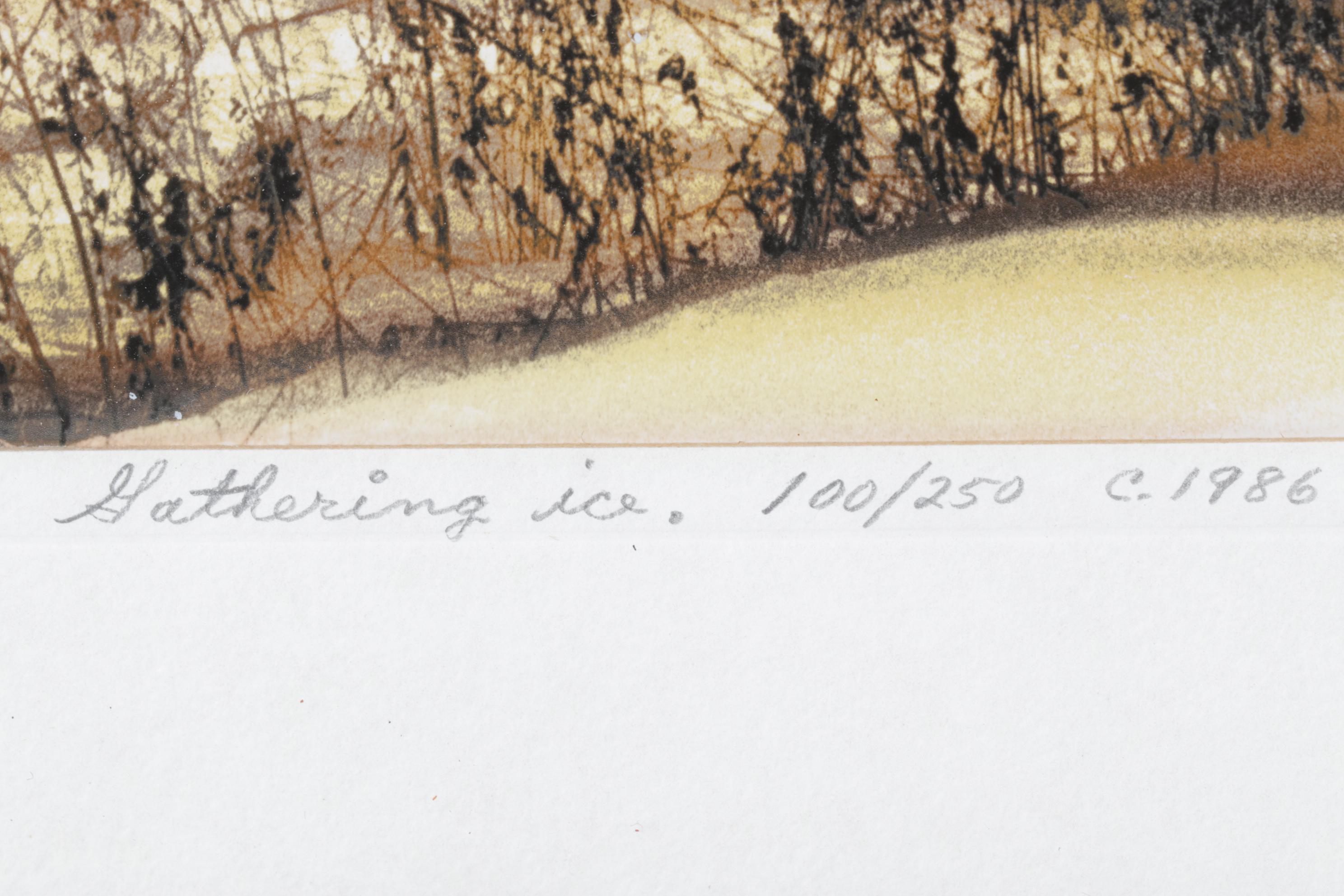 Dennis Barnes "Gathering Ice" Hand-Colored Photograph, 1986