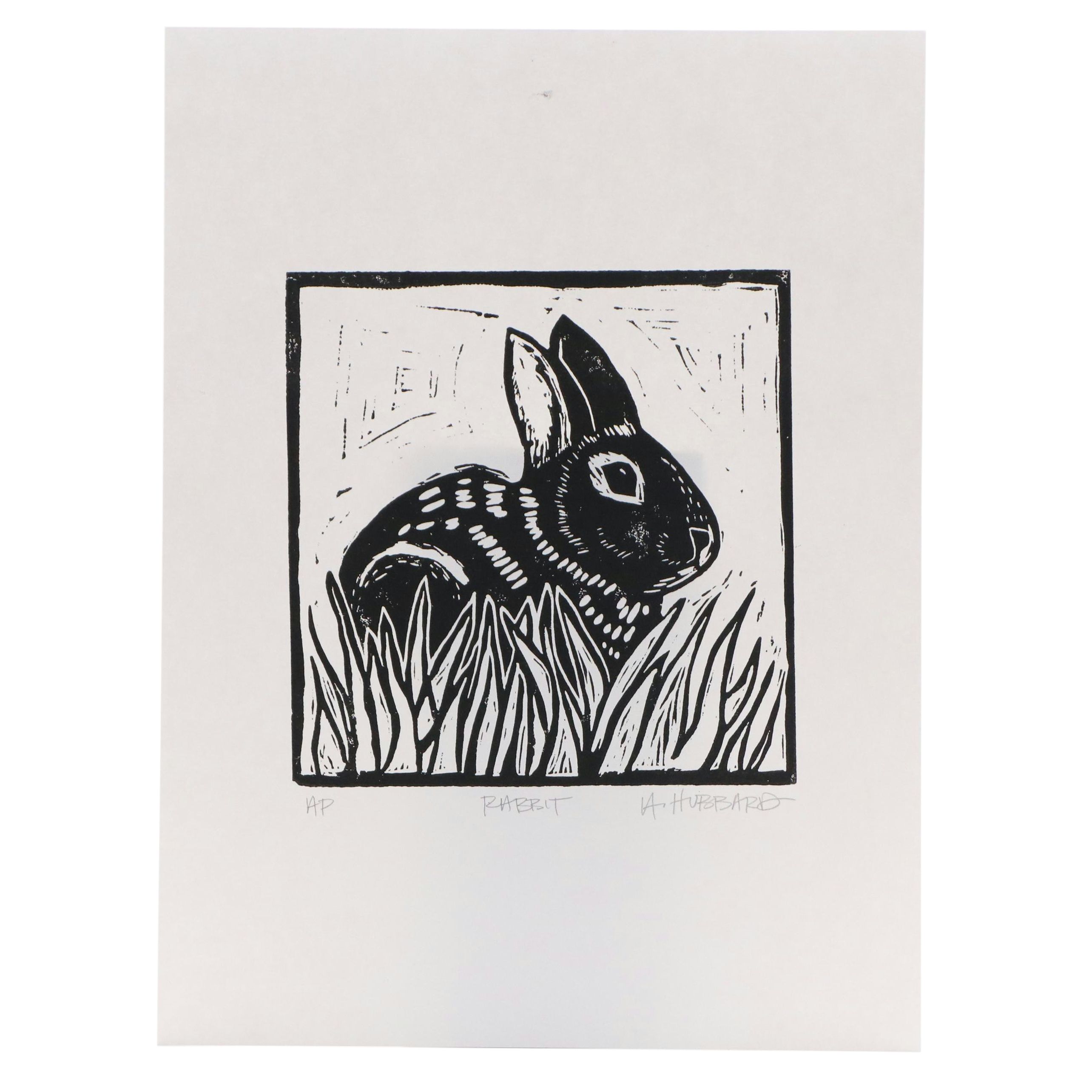Angie Hubbard Relief Print "Rabbit," 21st Century