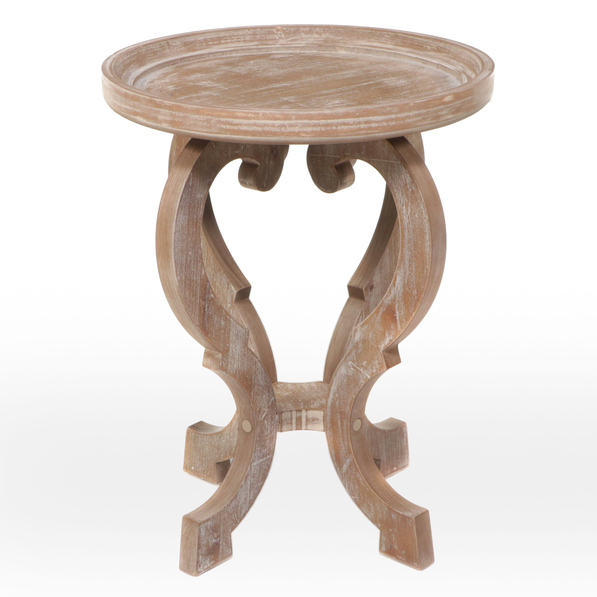 French Provincial Style Distressed Natural Finish Side Table