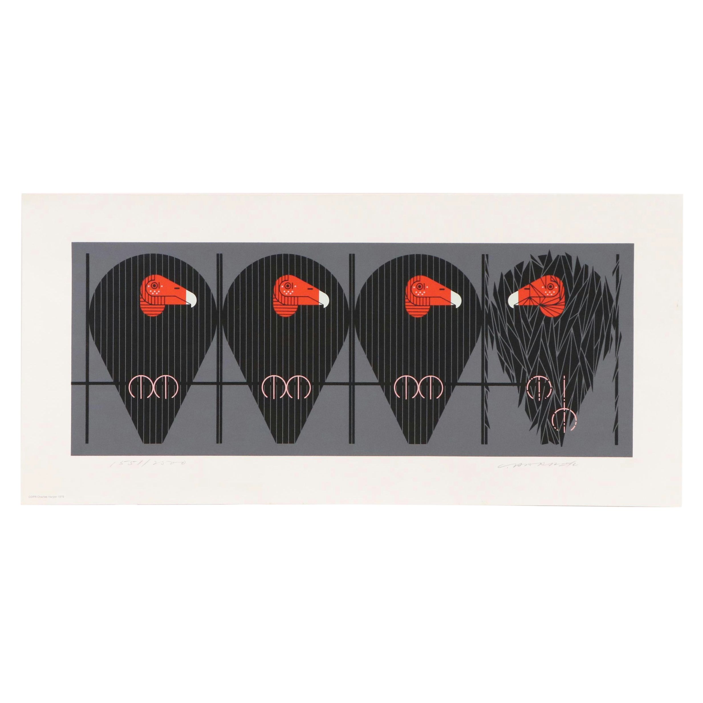 Charley Harper Serigraph "Buzz Off, You Turkey!," 1979