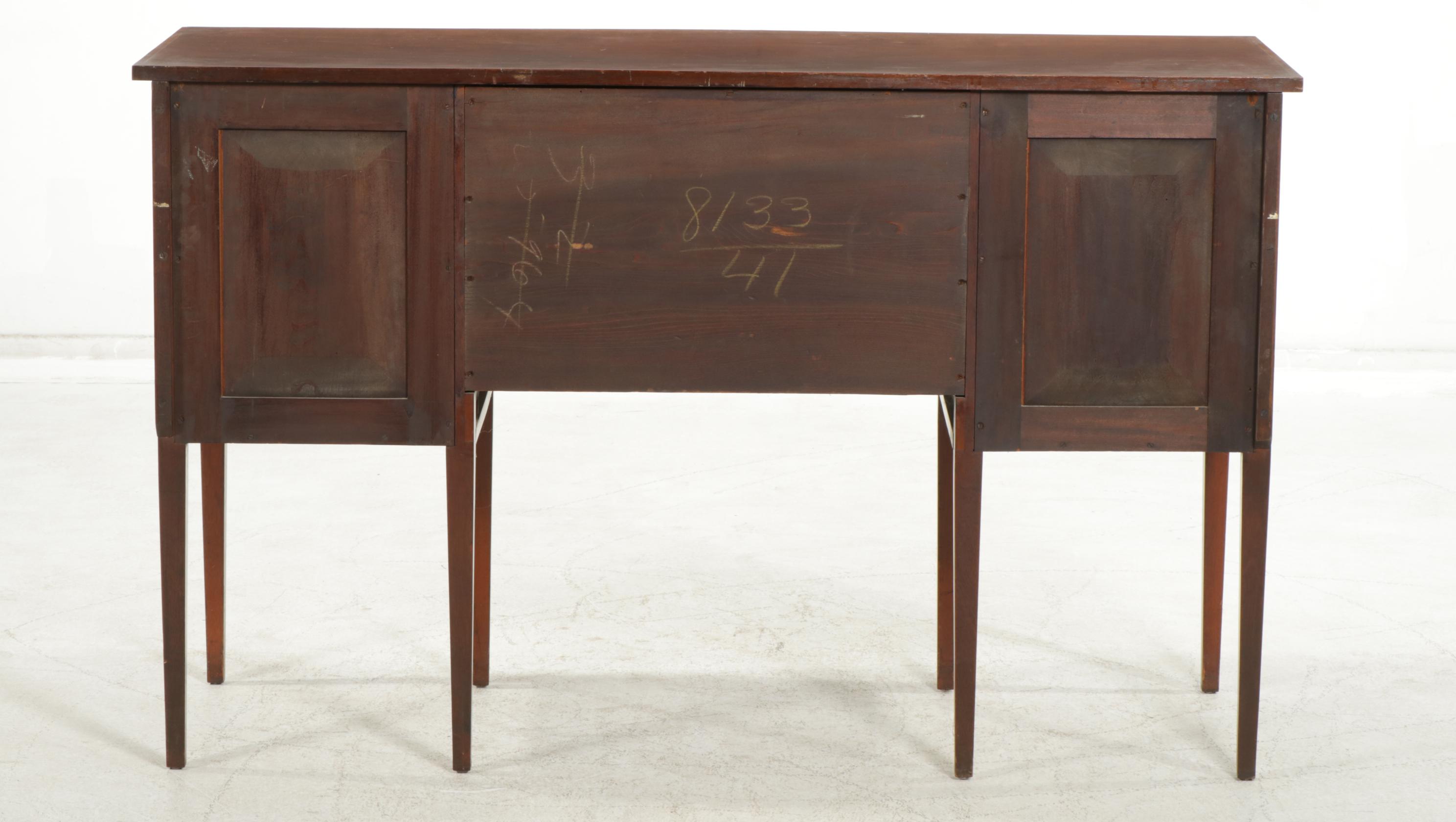 Hepplewhite Style Flame Mahogany Veneer Sideboard, Early 20th Century