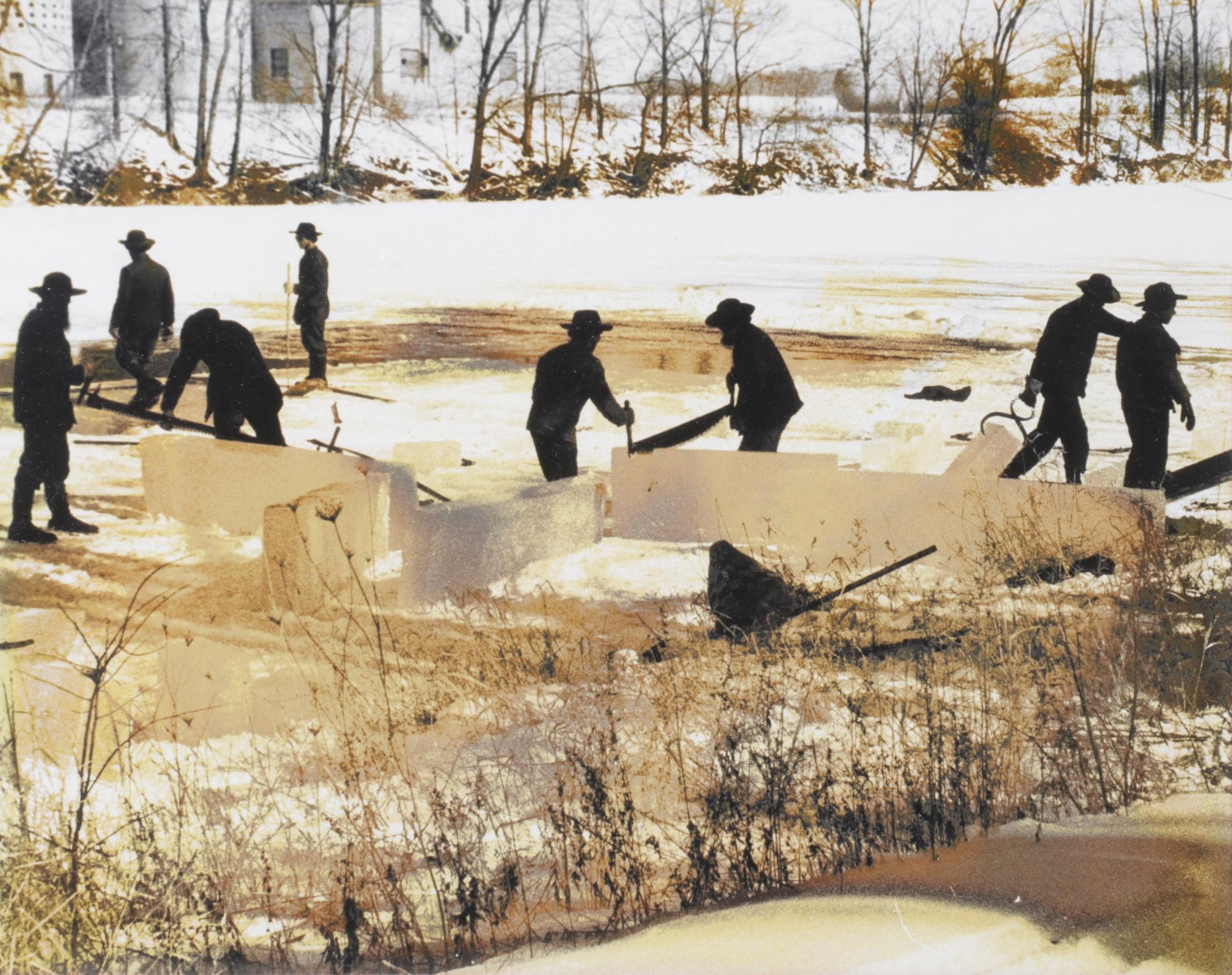 Dennis Barnes "Gathering Ice" Hand-Colored Photograph, 1986