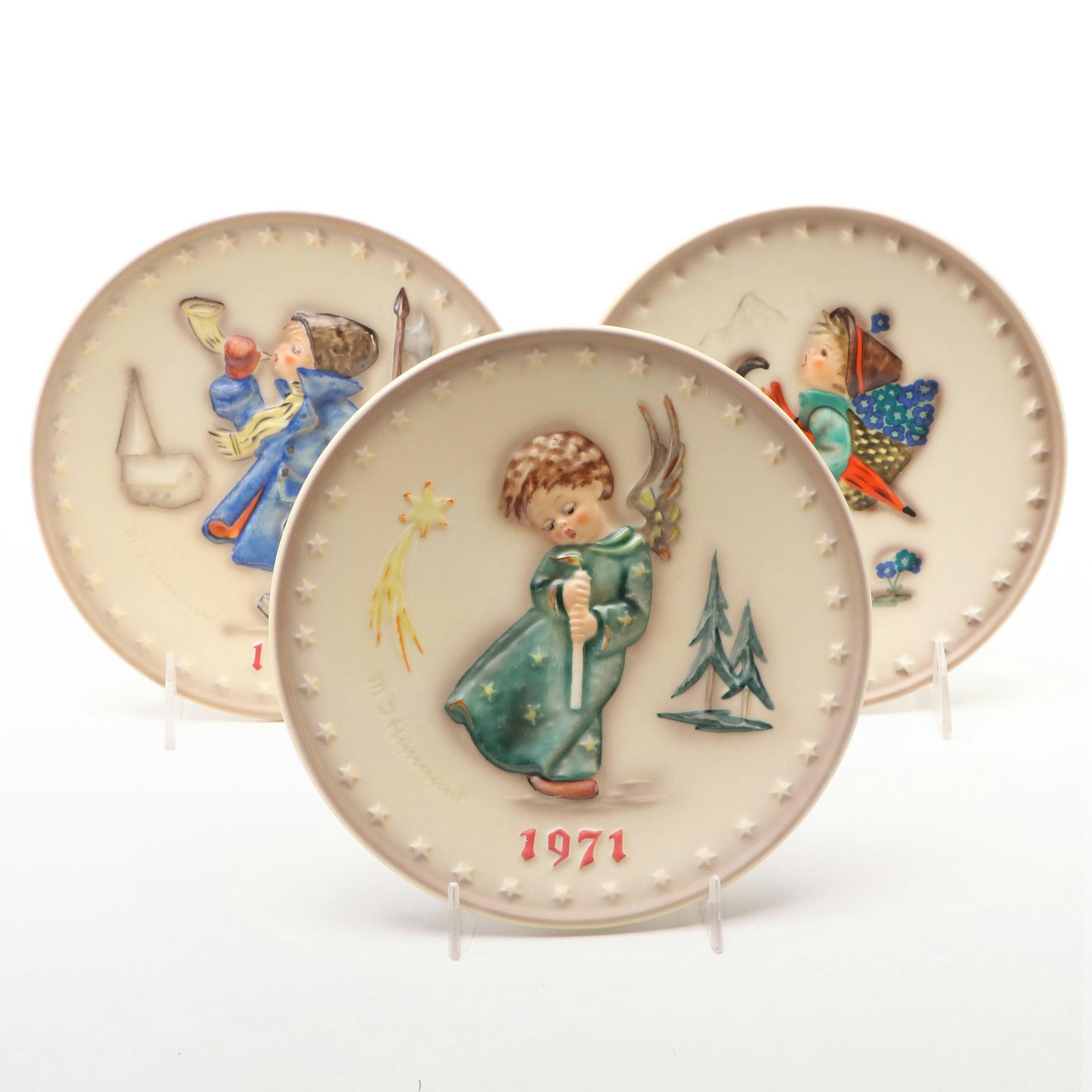 Goebel "Heavenly Angel" with Other Porcelain Annual Plates, 1971-1973