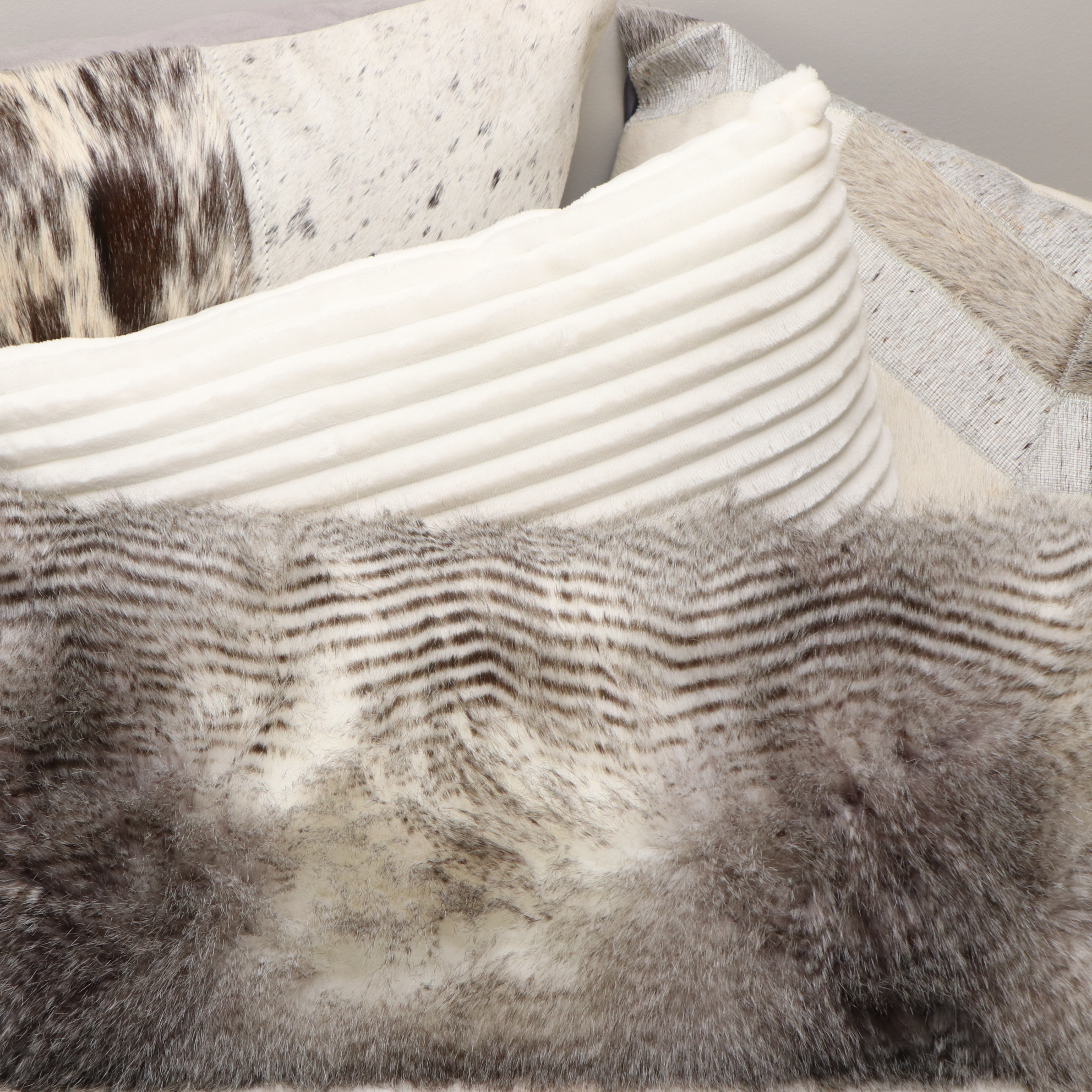 Surya Hide Pillows, Nicole Miller Faux Fur Throw and Other Pillows