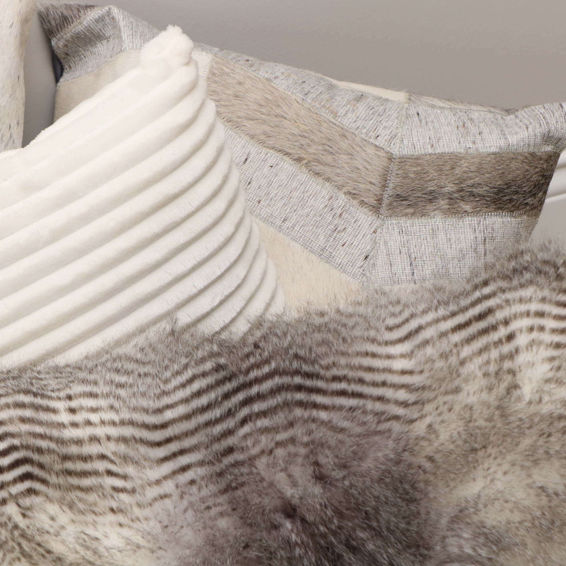 Surya Hide Pillows, Nicole Miller Faux Fur Throw and Other Pillows