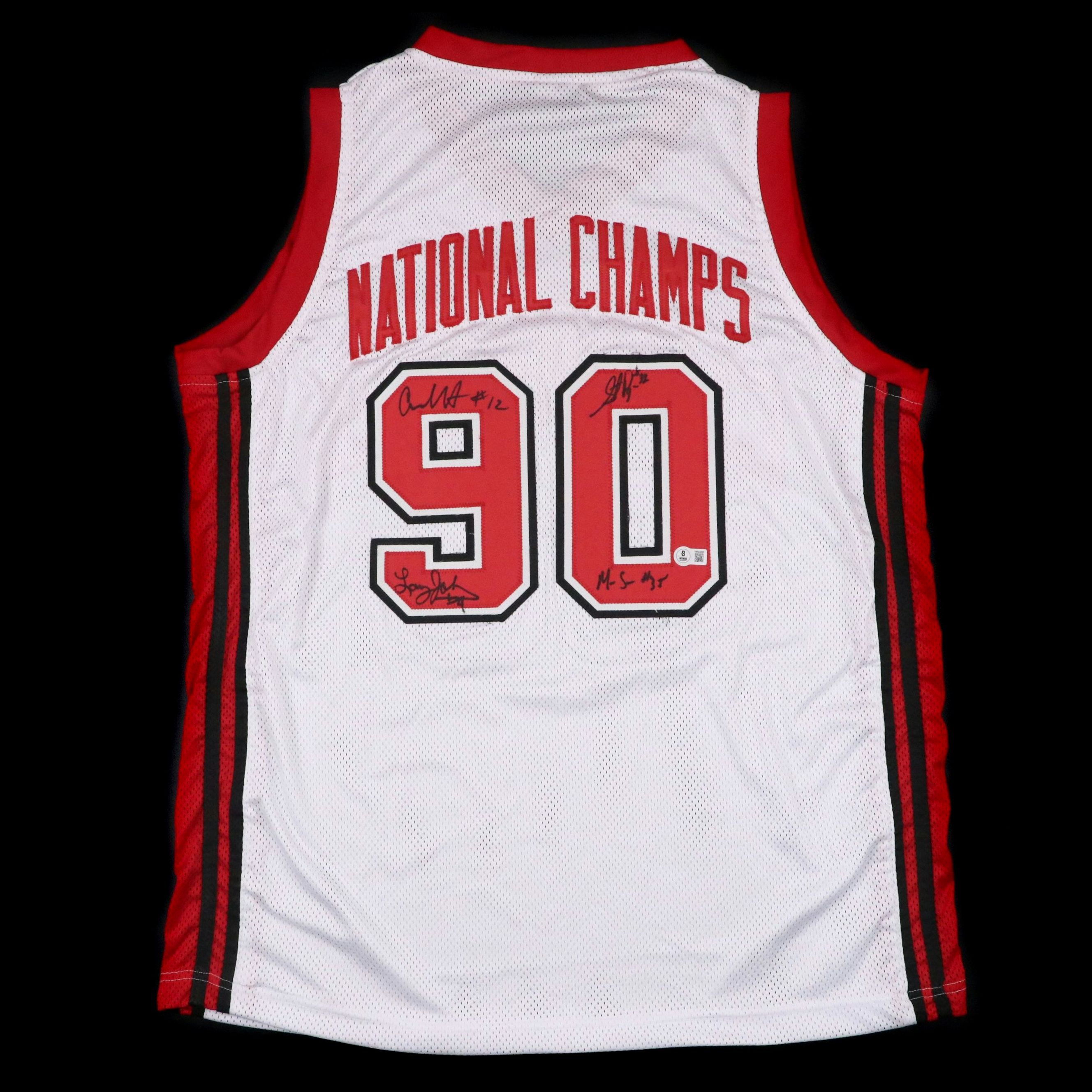 Larry Johnson, Stacy Augmon, Anderson Hunt, and Moses Scurry Signed UNLV Jersey