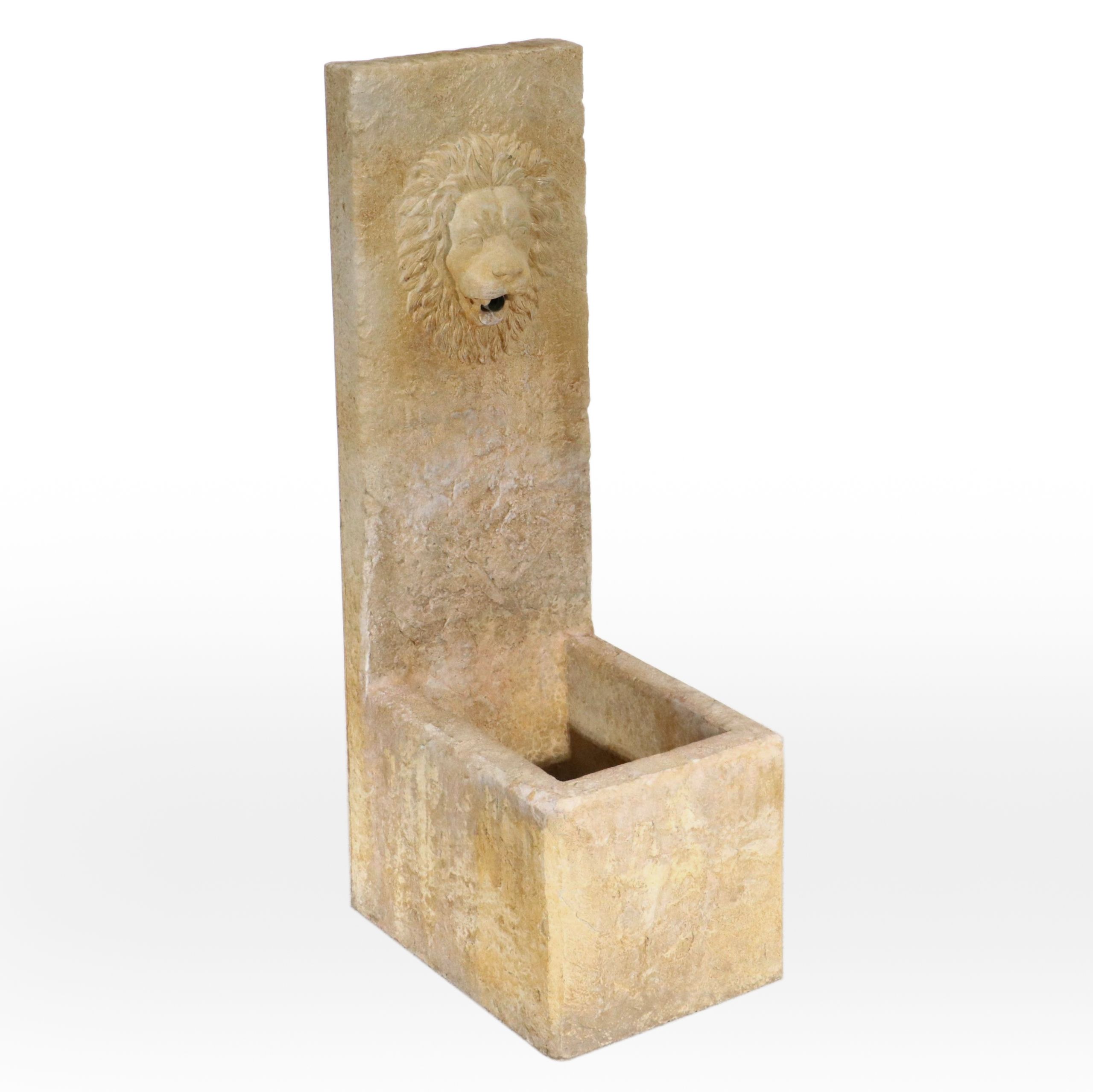 Henri by Stonecasters Lion Head Floor Fountain with Light and Hardware