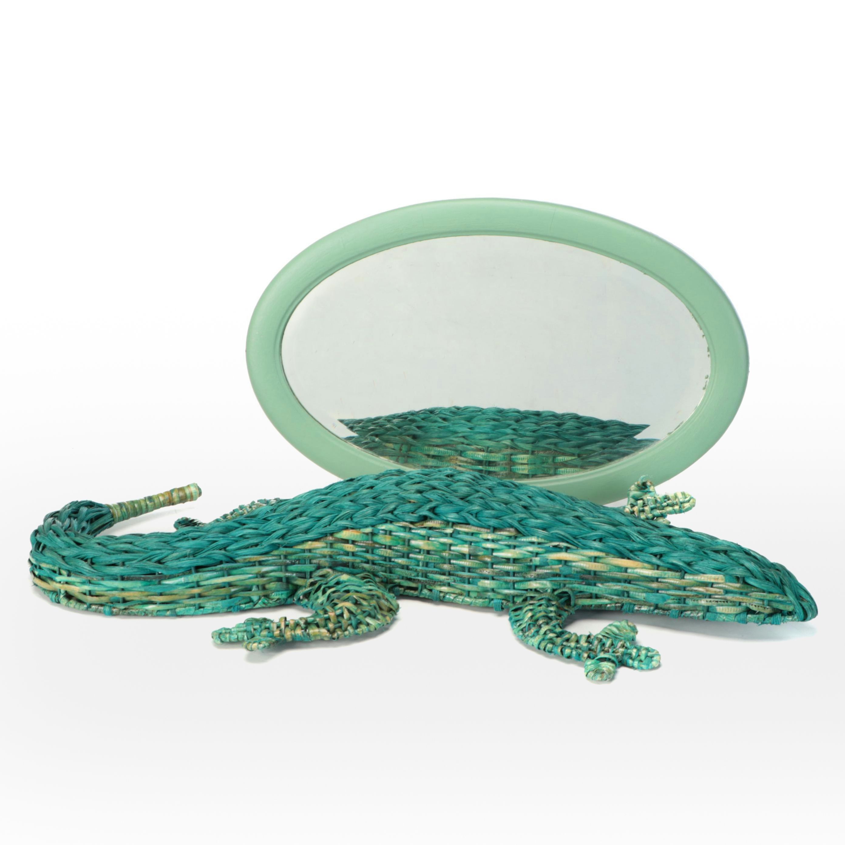 Basketry Salamander with Painted Oval Mirror