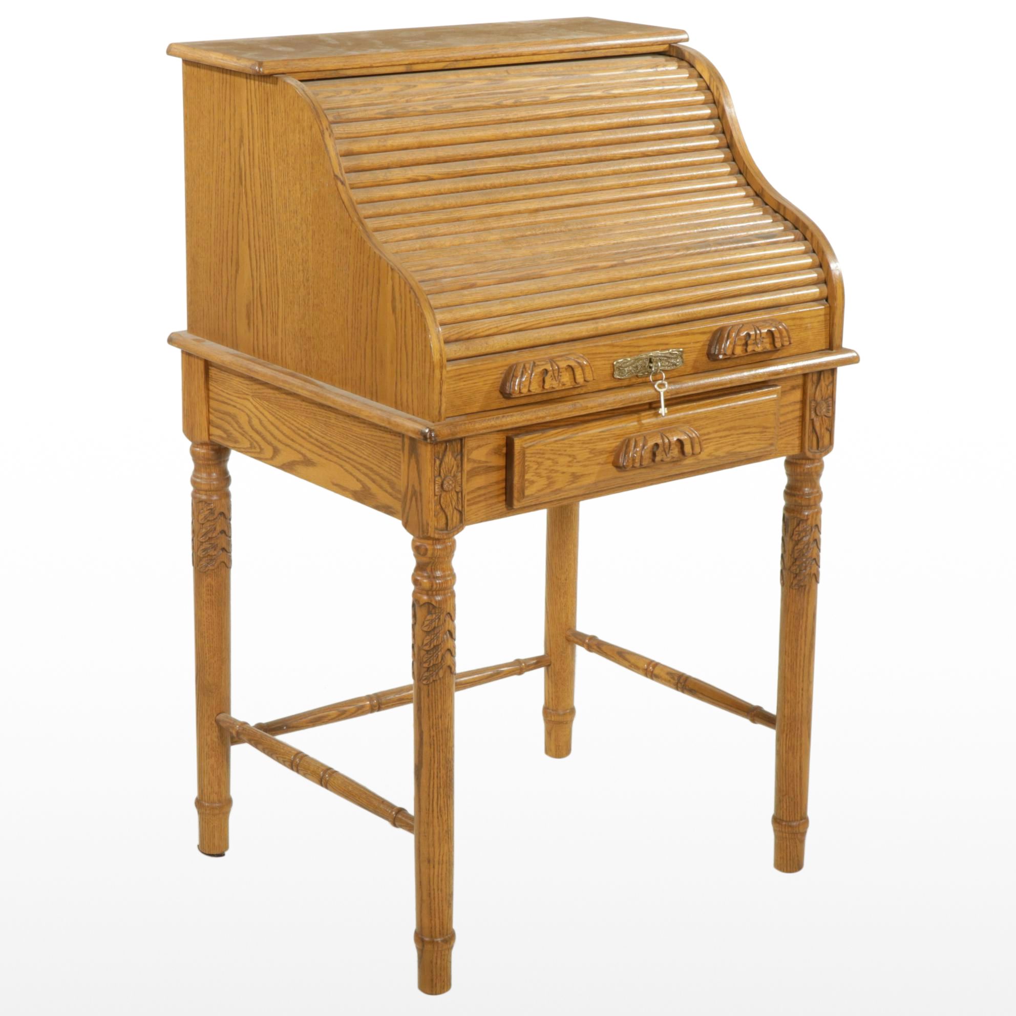 Eagle Industries Oak Roll-Top Desk, Late 20th to 21st Century