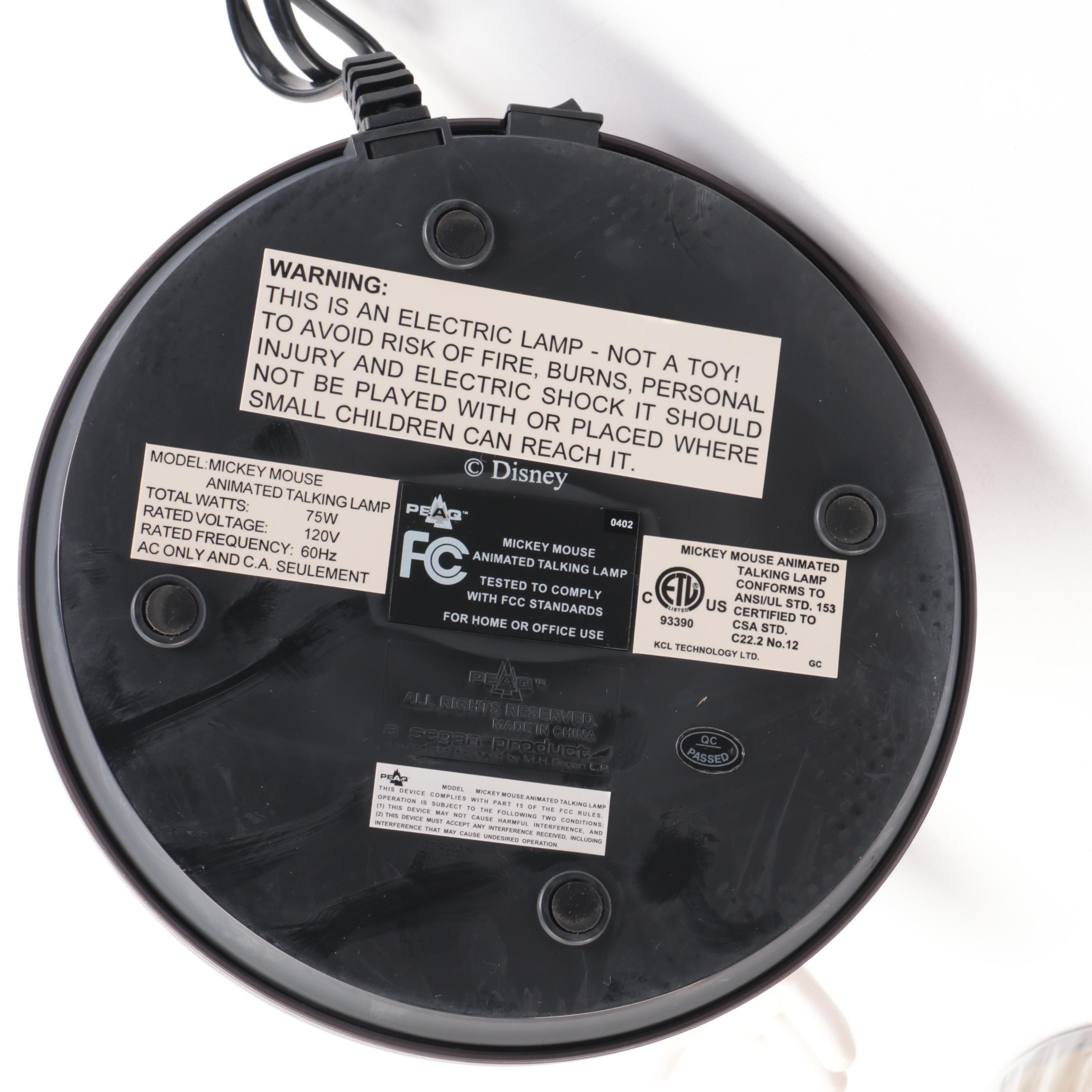 Disney's Mickey Mouse Animated Talking Lamp