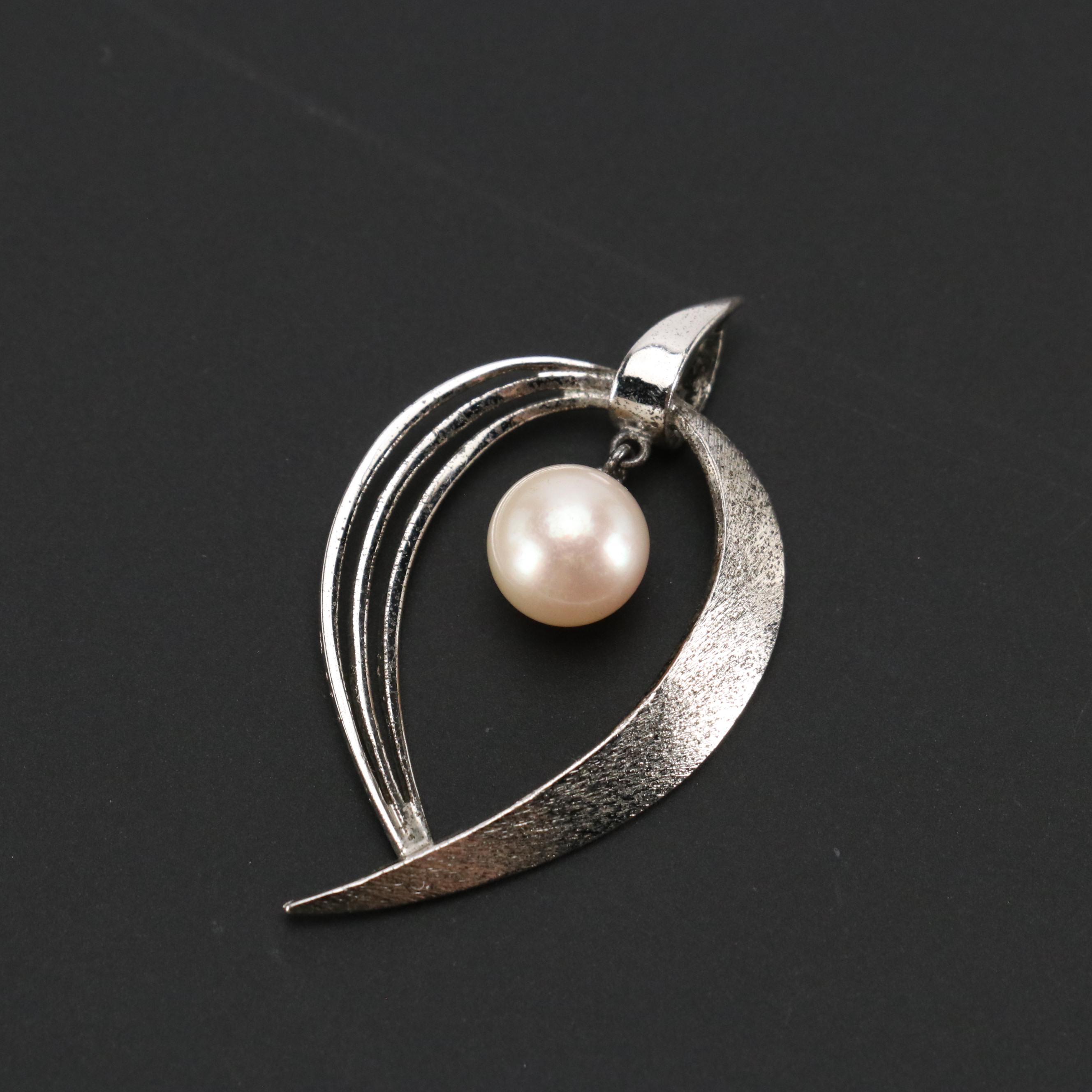 Mikimoto Sterling Silver Pearl Drop Pendant