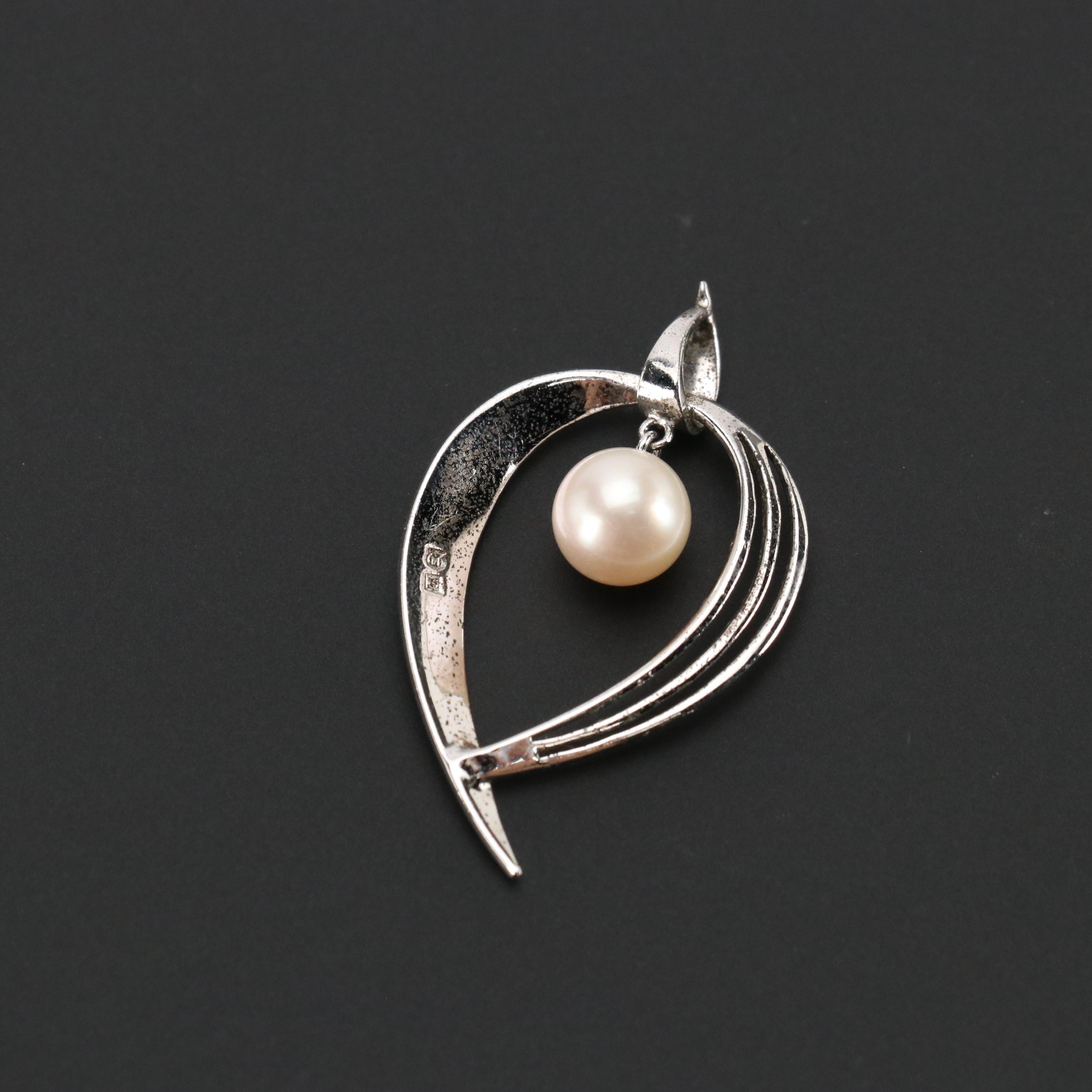 Mikimoto Sterling Silver Pearl Drop Pendant