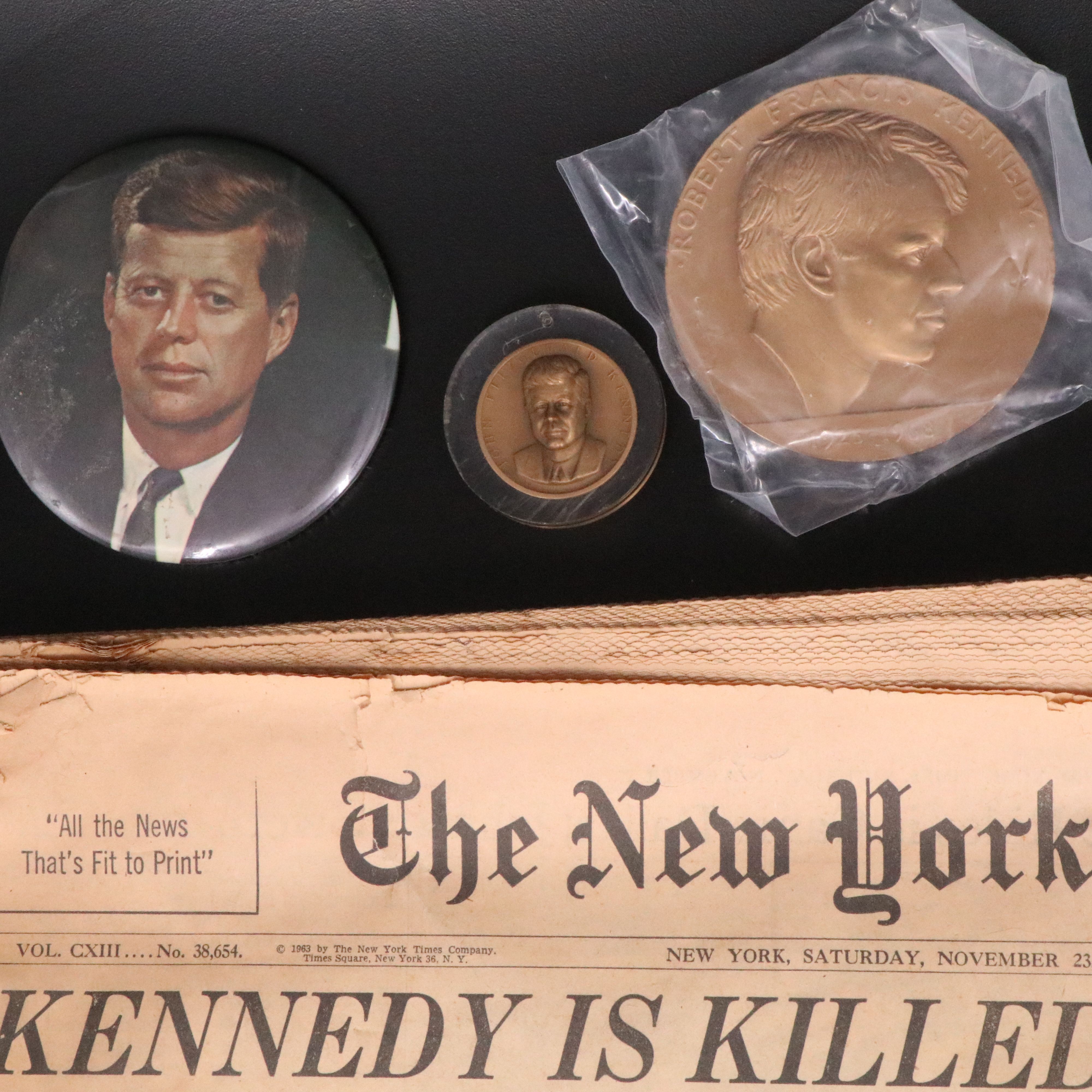 John F. Kennedy November 23, 1963 New York Times, Commemorative Medals and More