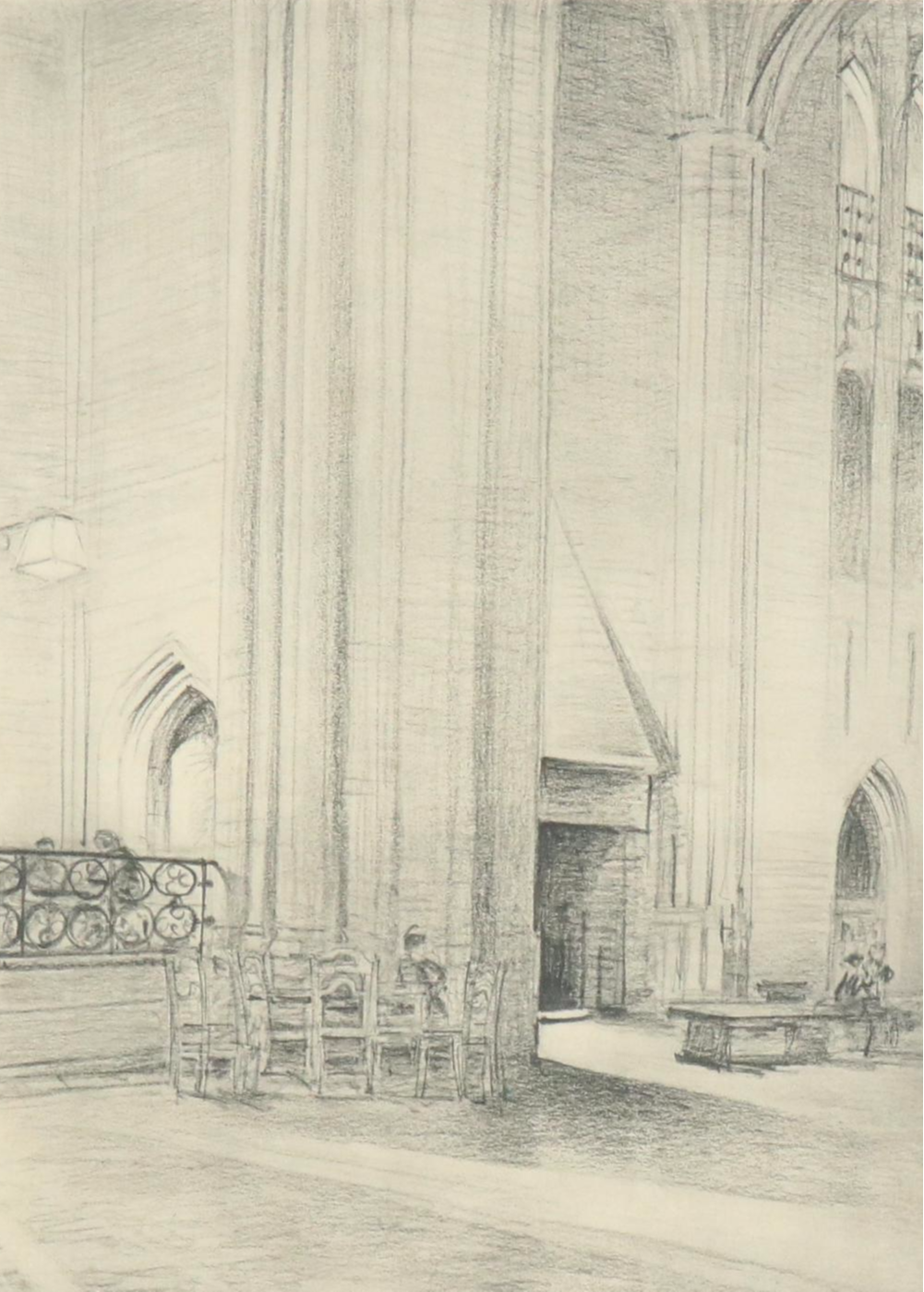 Rotogravures of Gothic Cathedral Interior Scenes