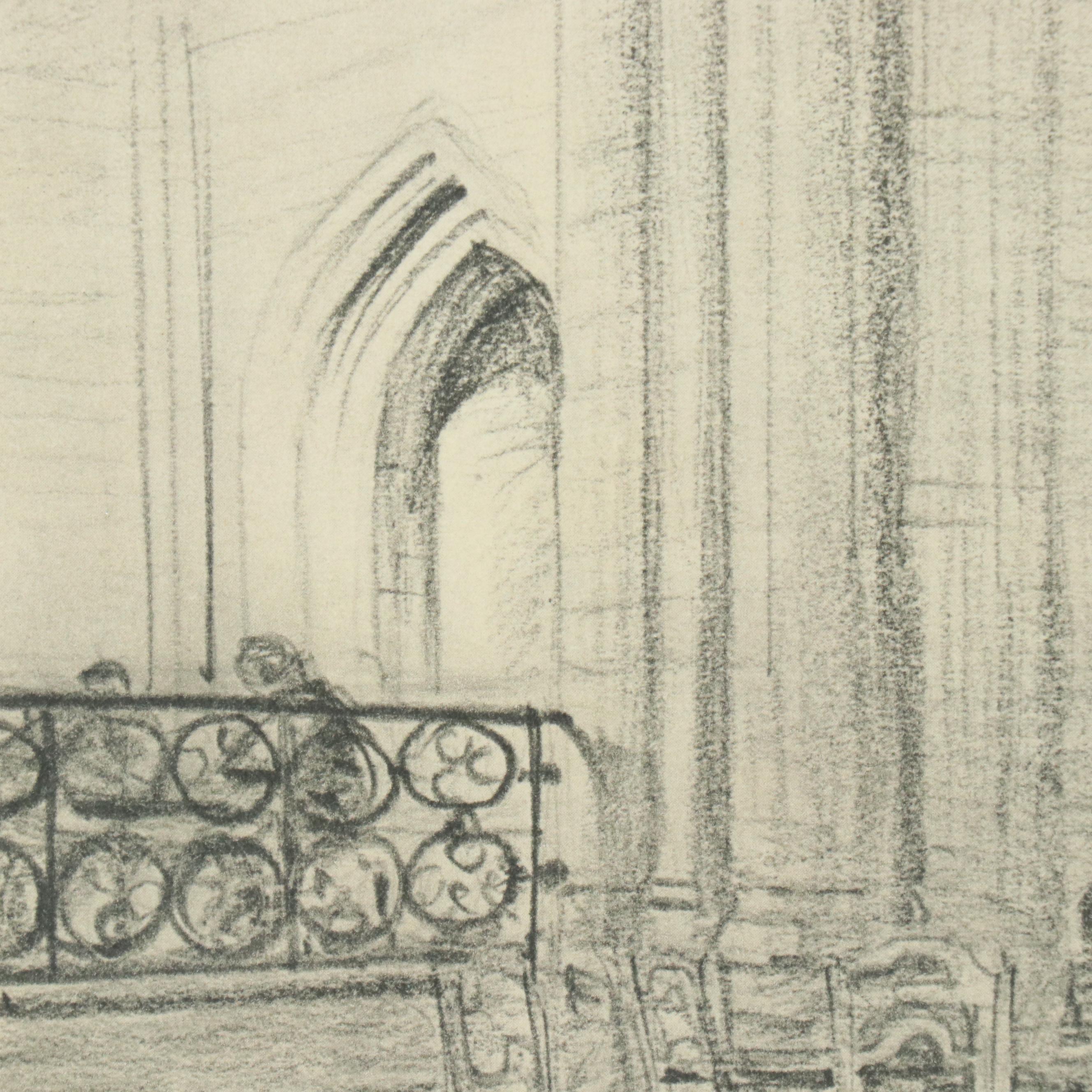 Rotogravures of Gothic Cathedral Interior Scenes