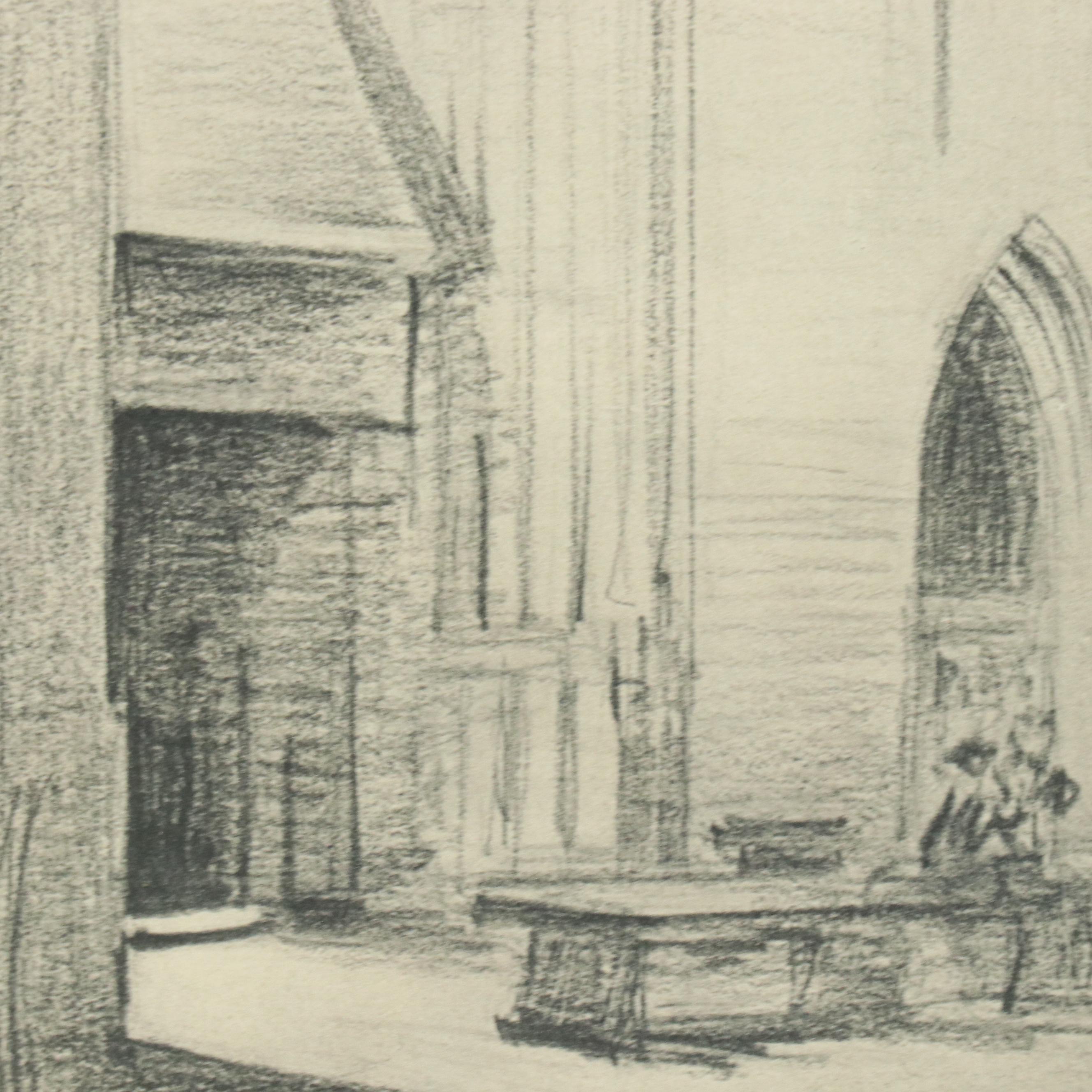 Rotogravures of Gothic Cathedral Interior Scenes