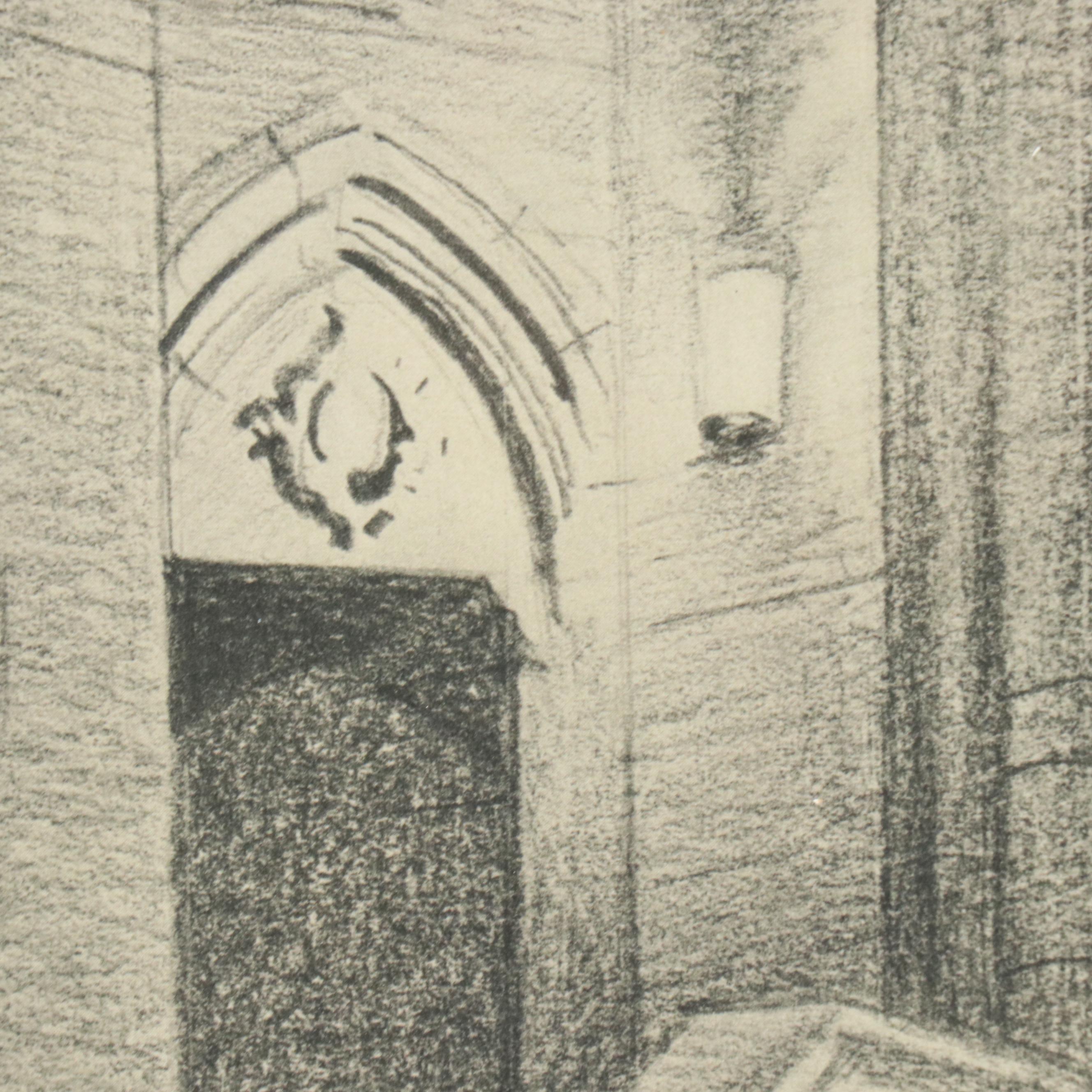 Rotogravures of Gothic Cathedral Interior Scenes