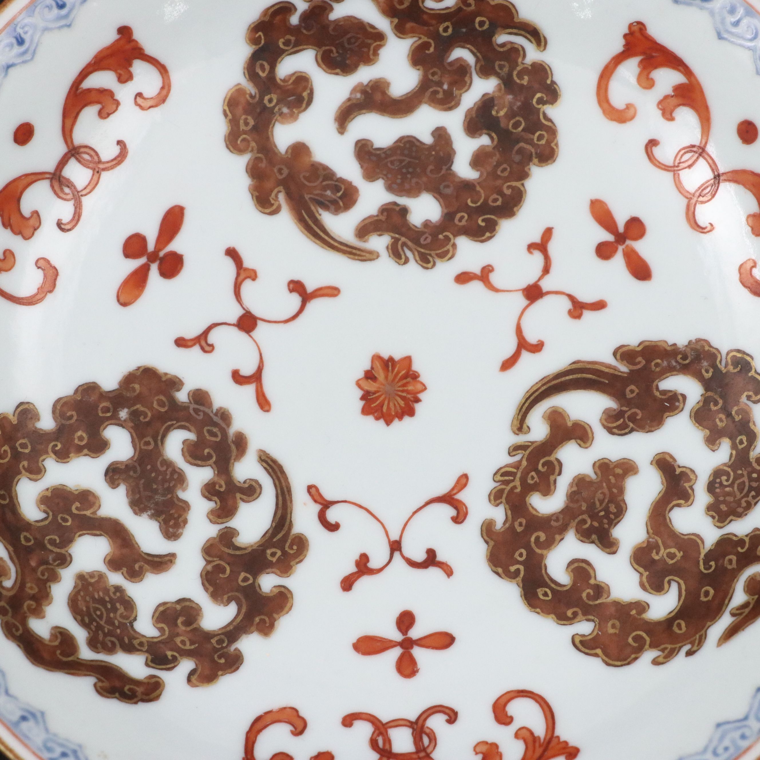 Antique Chinese Qianlong Five Bat (Wu Fu) Porcelain Plate