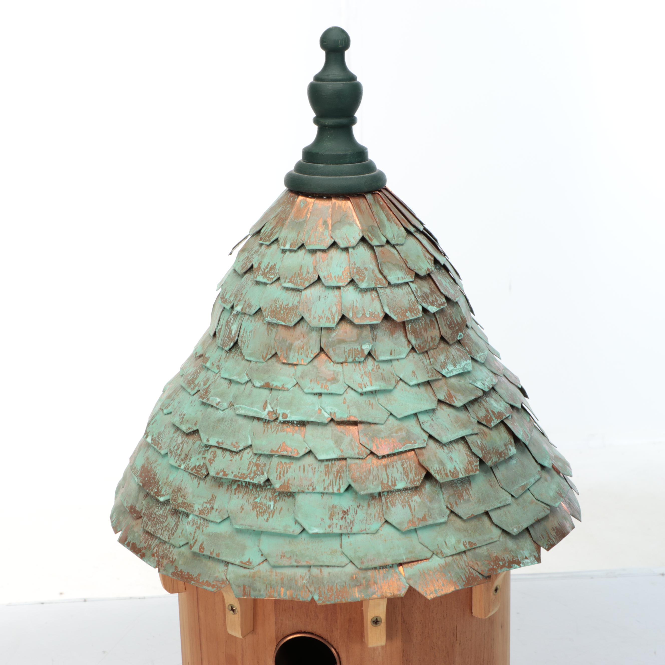 Handmade Wood and Copper Birdhouse