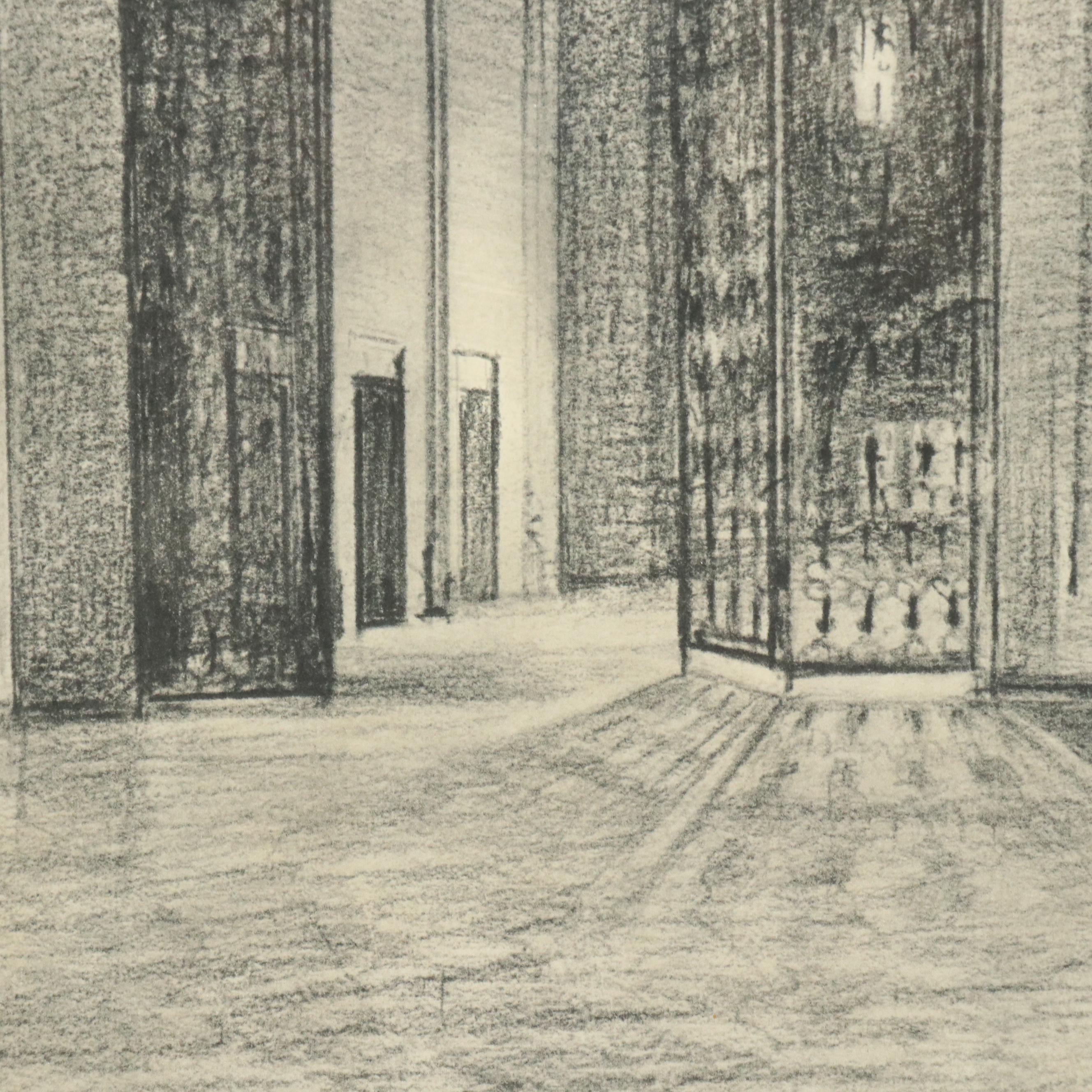Rotogravures of Gothic Cathedral Interior Scenes