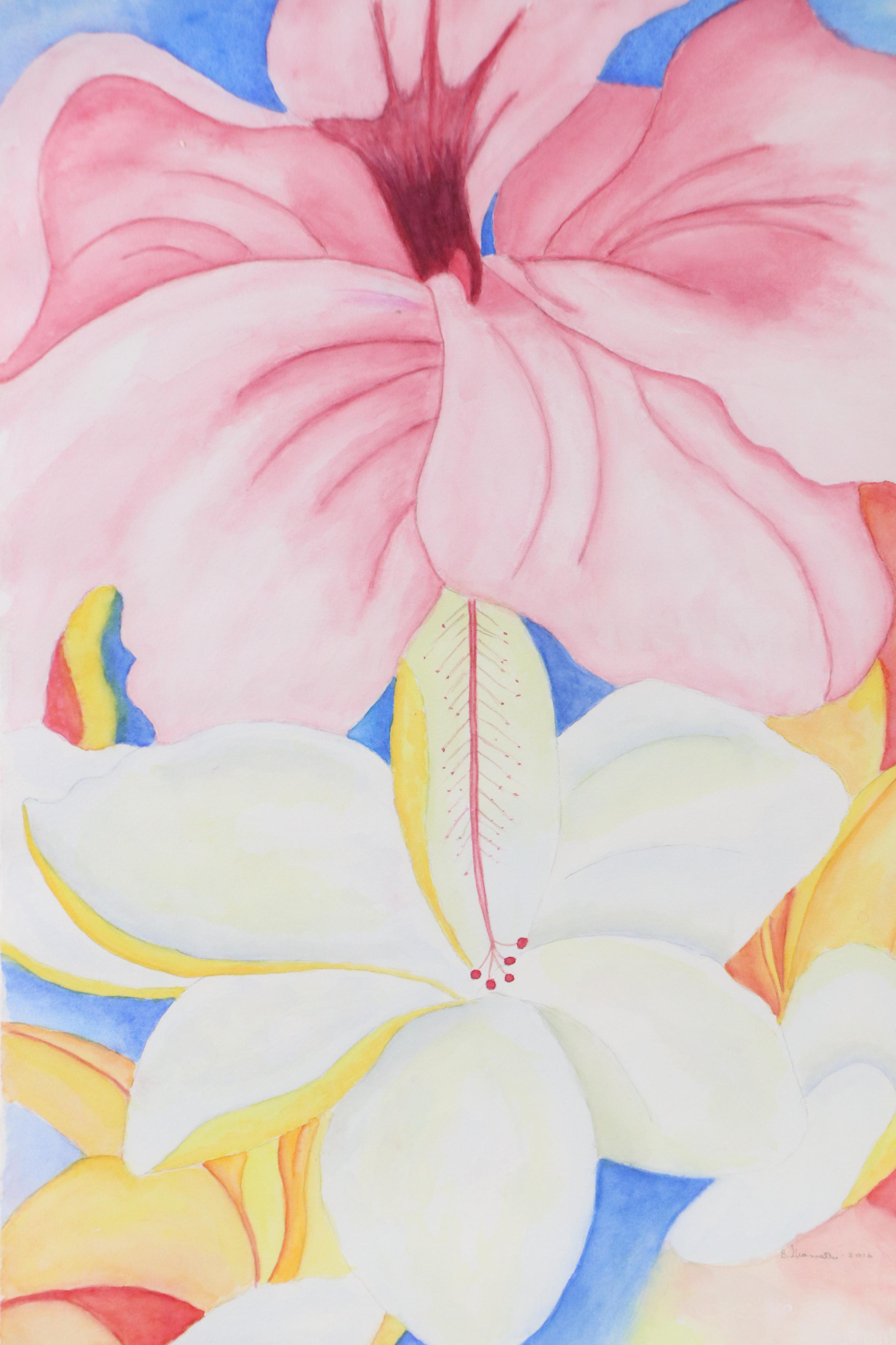 Bernice Giannetti Watercolor Painting of Flowers, 2016