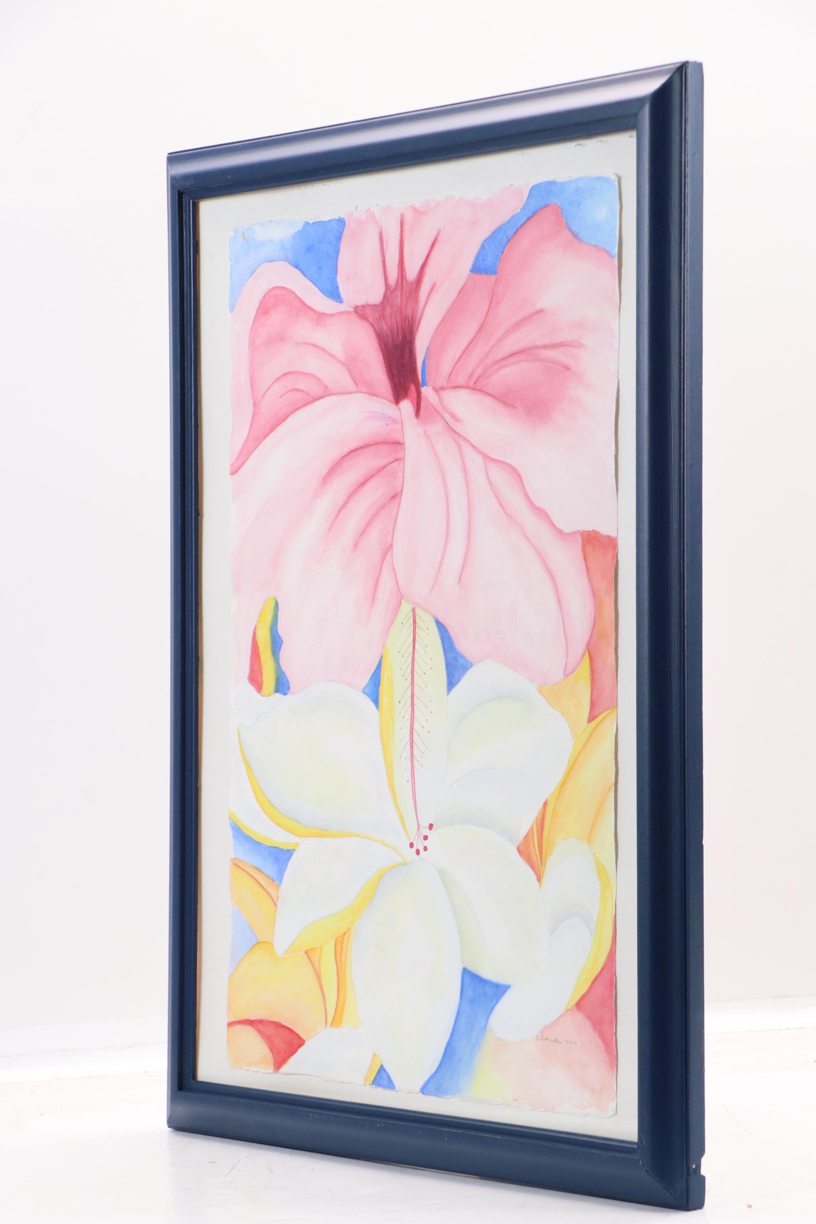 Bernice Giannetti Watercolor Painting of Flowers, 2016