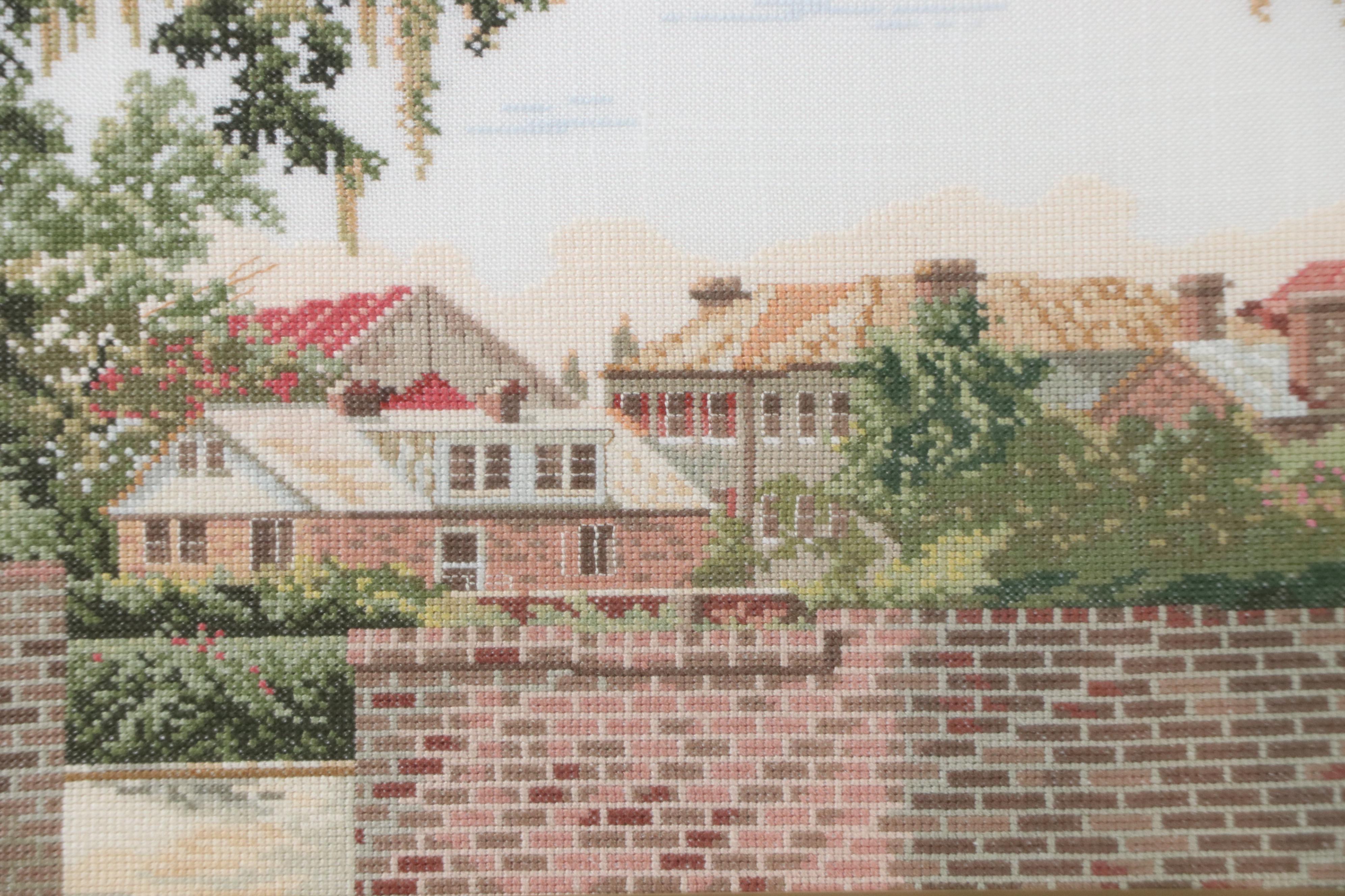 Bernice Giannetti Cross-Stitch Embroidery of Village Landscape