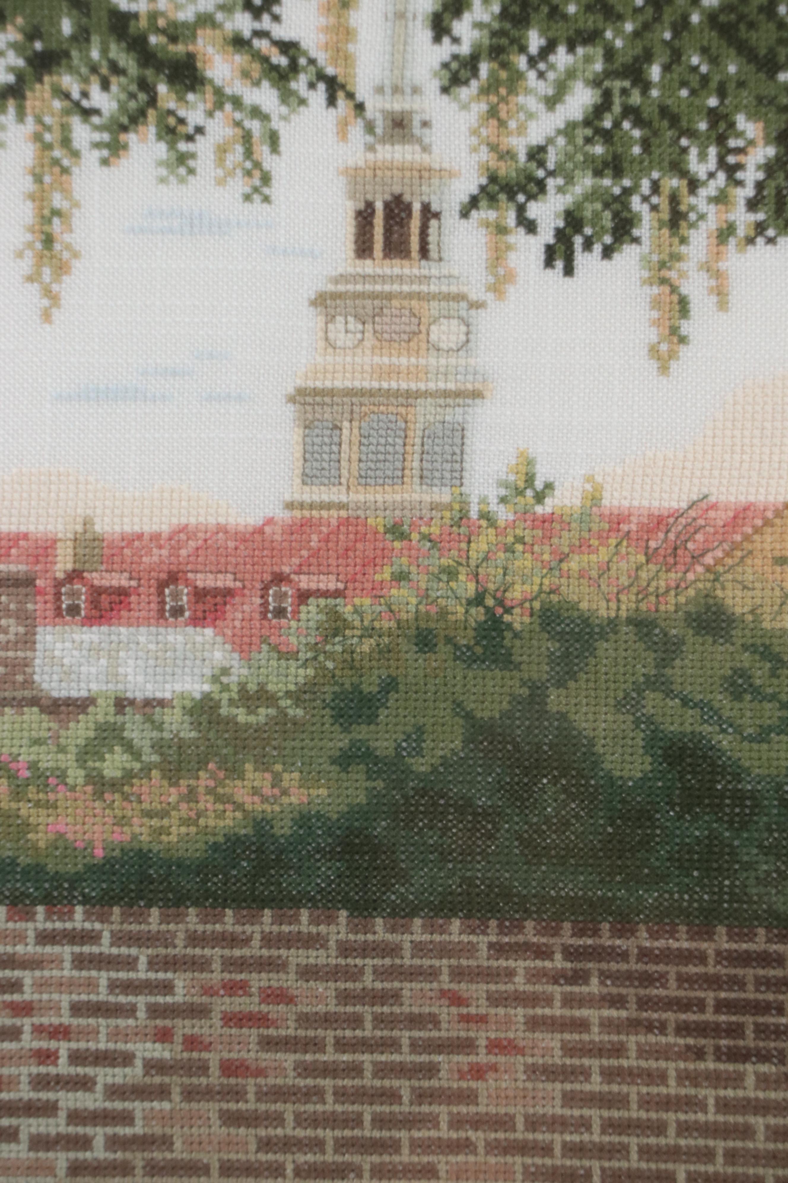 Bernice Giannetti Cross-Stitch Embroidery of Village Landscape