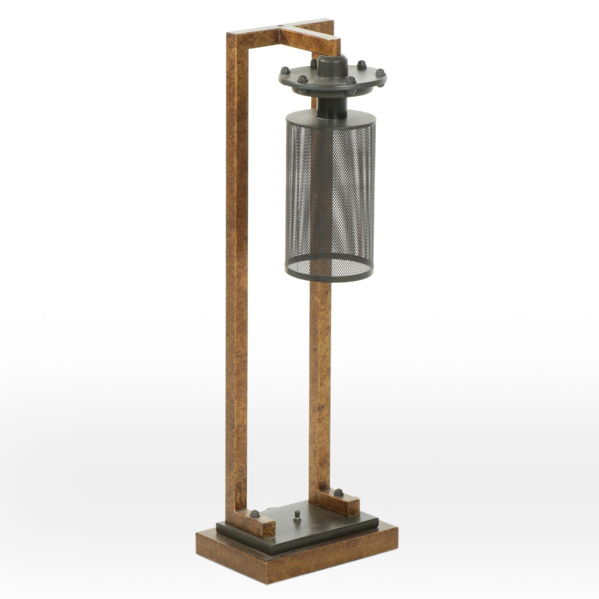 Gibson Industrial Style Metal Table Lamp in Copper and Iron Finish