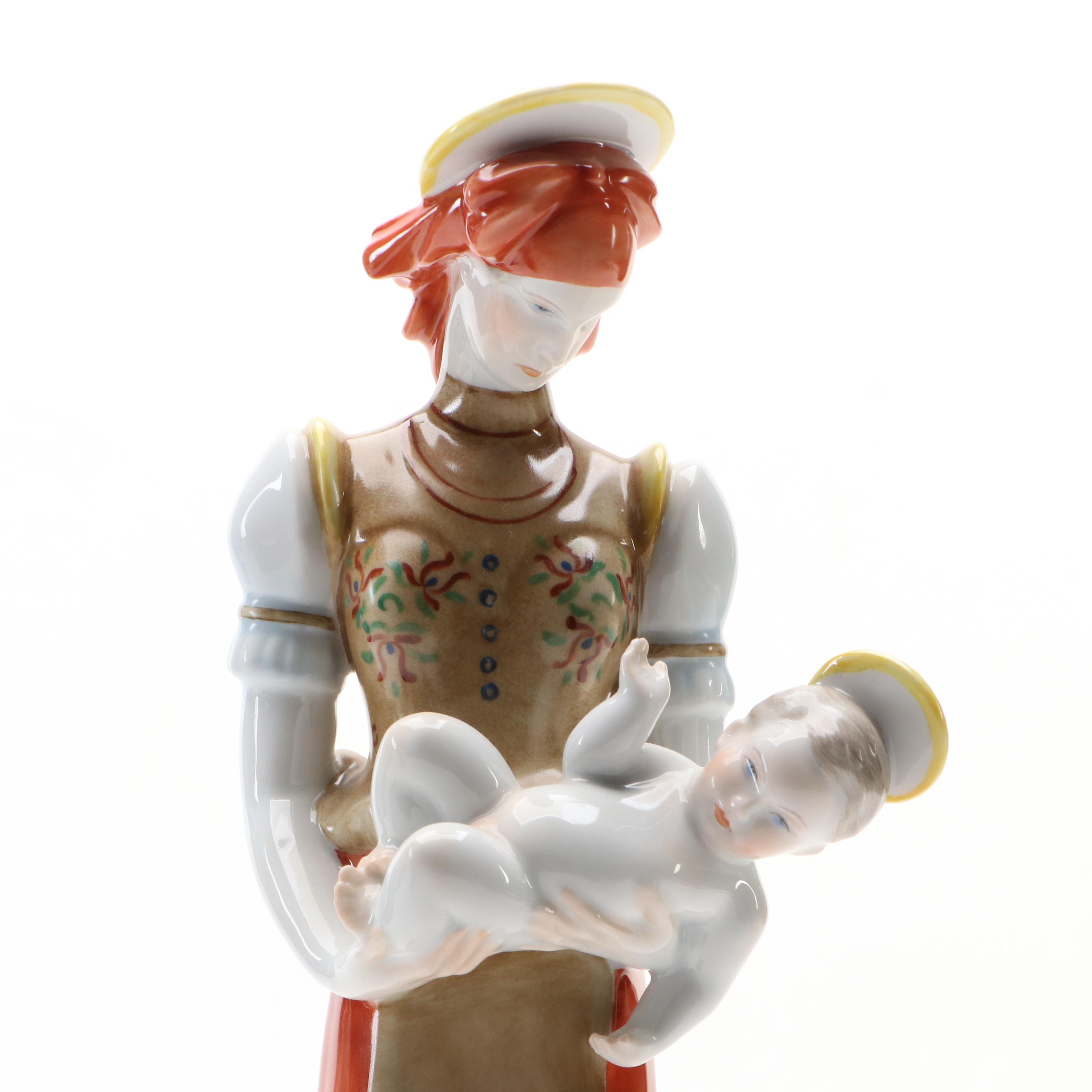 Lászlóné Wéninger for Herend "Madonna and Child" Porcelain Figurine, 1999