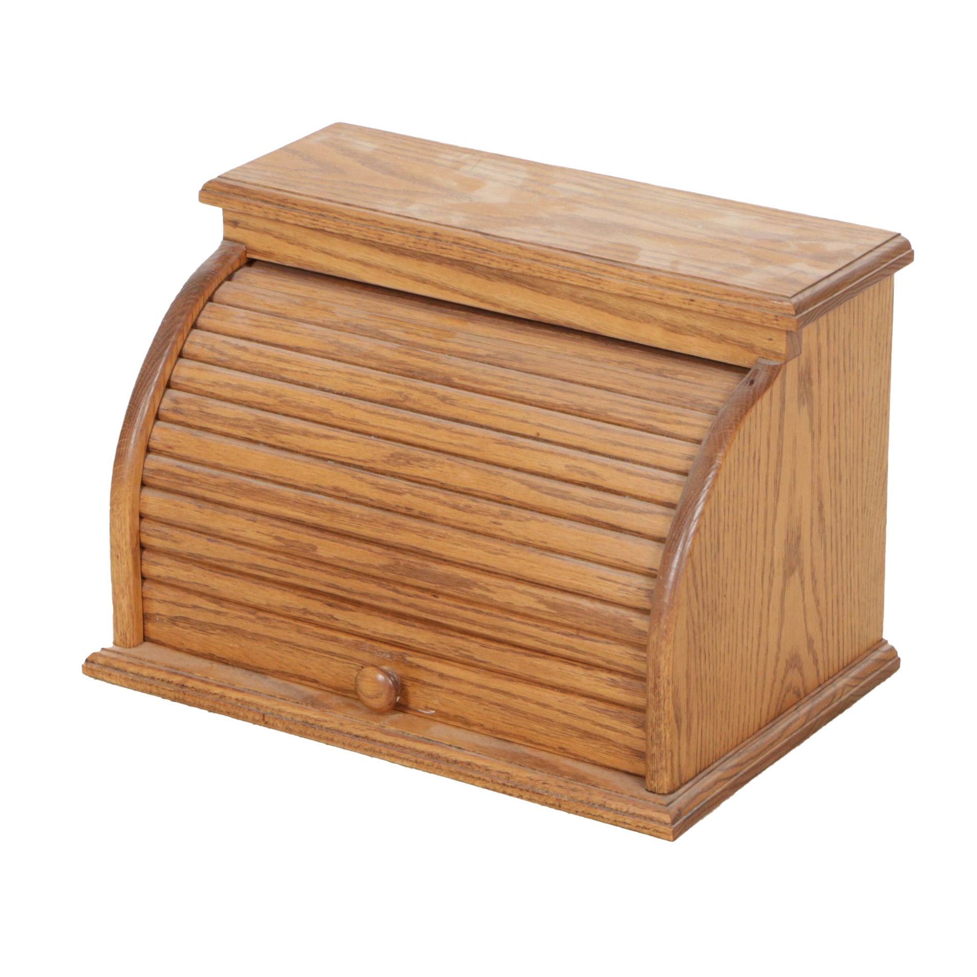 Oak Wood Roll-Top Bread Box