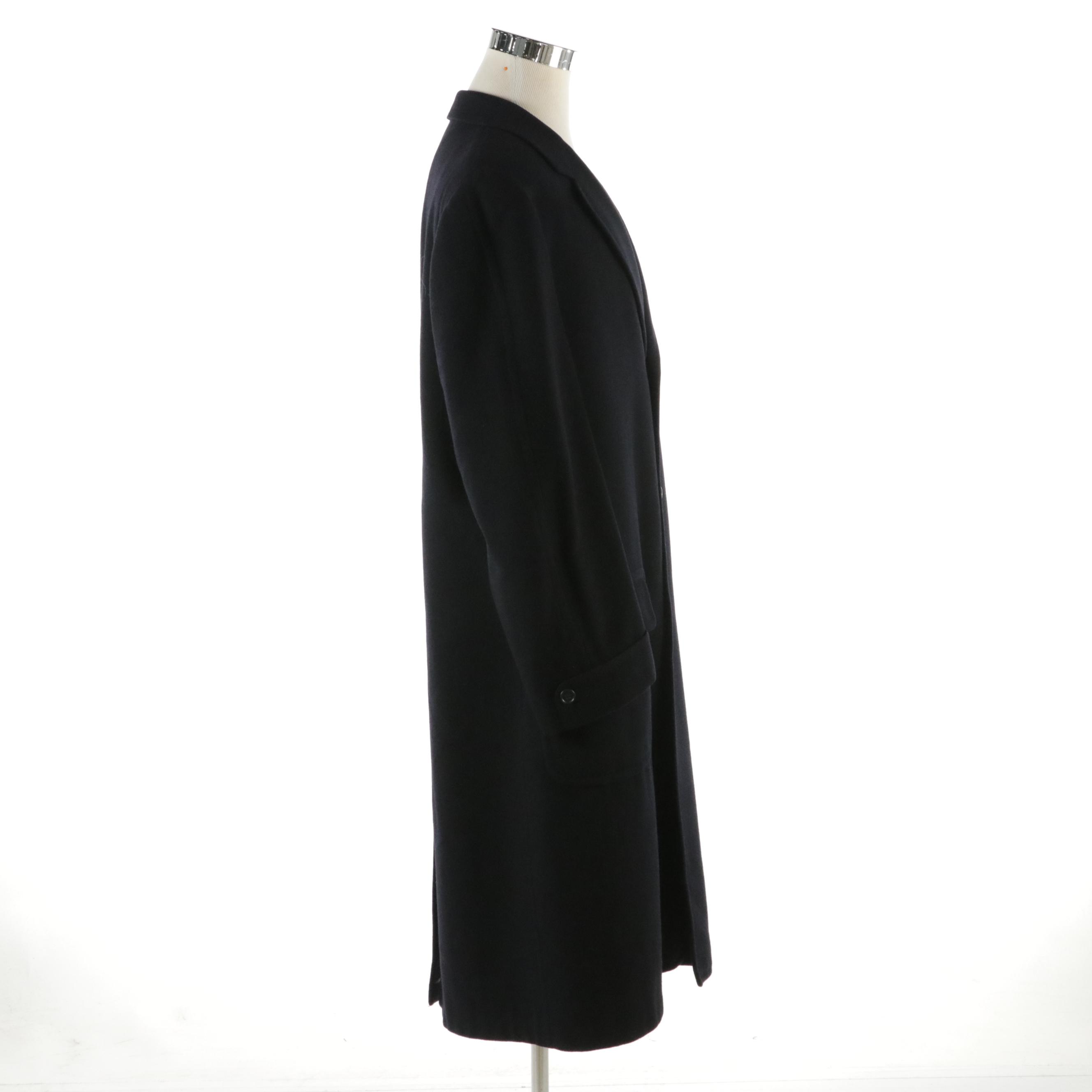 Men's Hughes & Hatcher Vintage Navy Blue Cashmere Long Coat