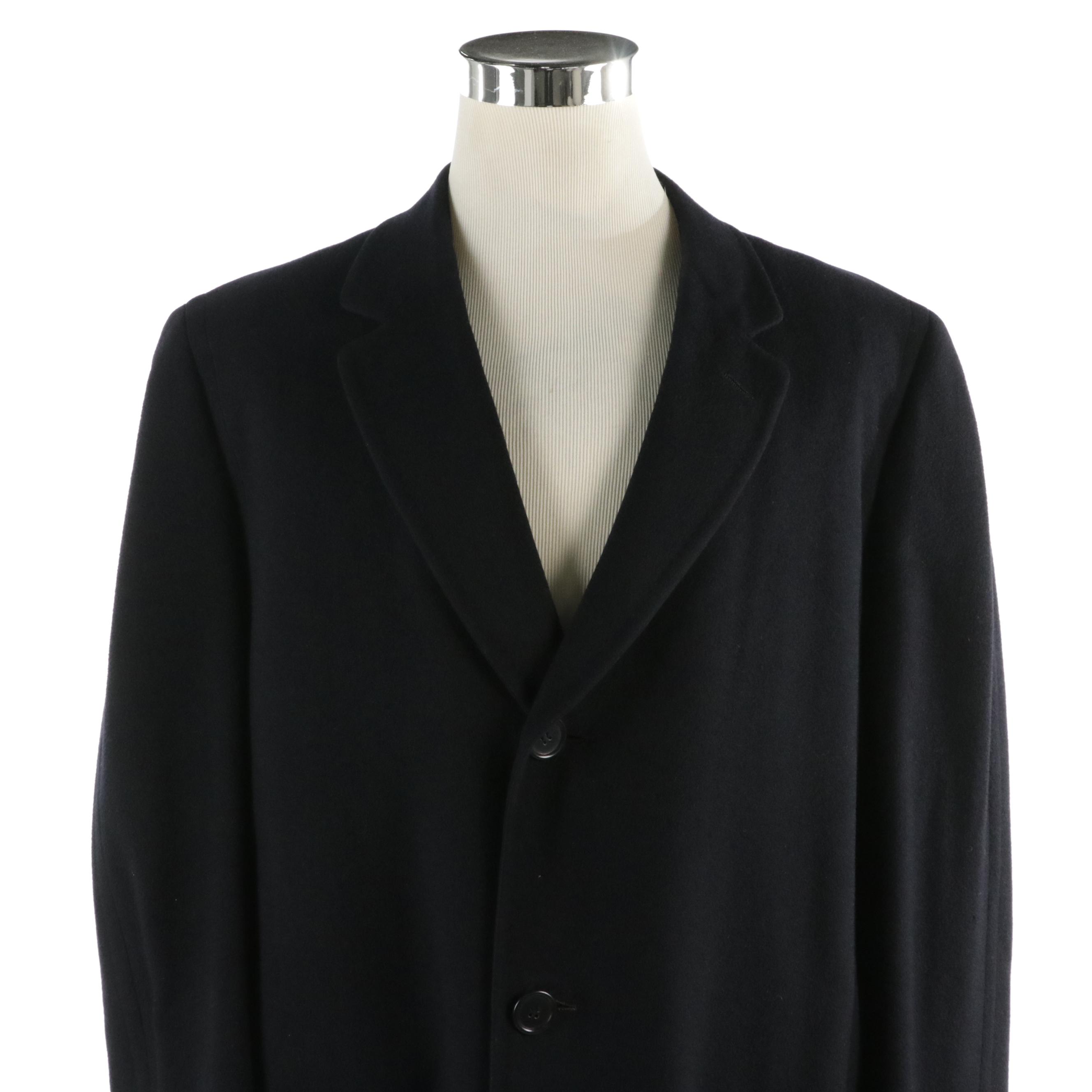 Men's Hughes & Hatcher Vintage Navy Blue Cashmere Long Coat