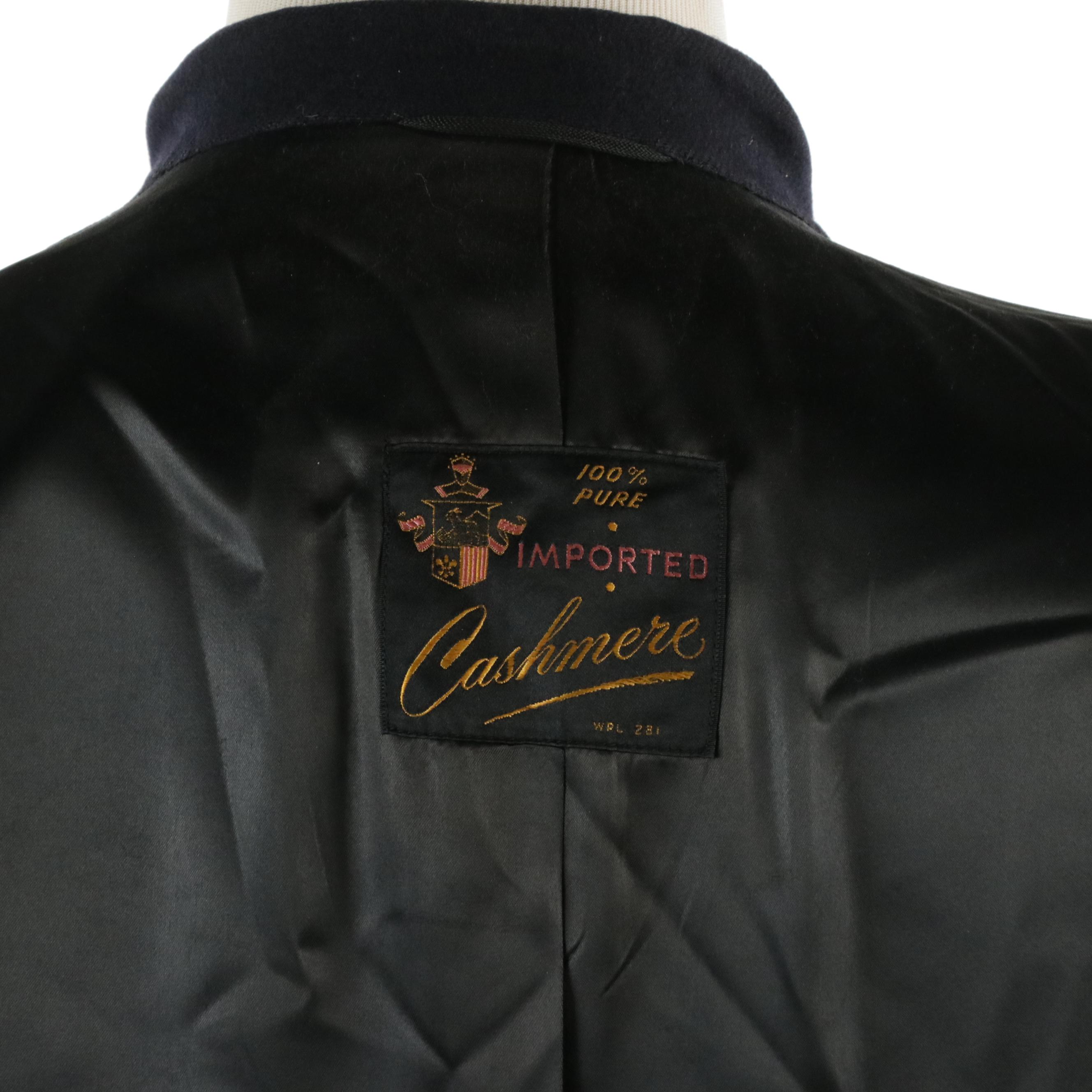 Men's Hughes & Hatcher Vintage Navy Blue Cashmere Long Coat