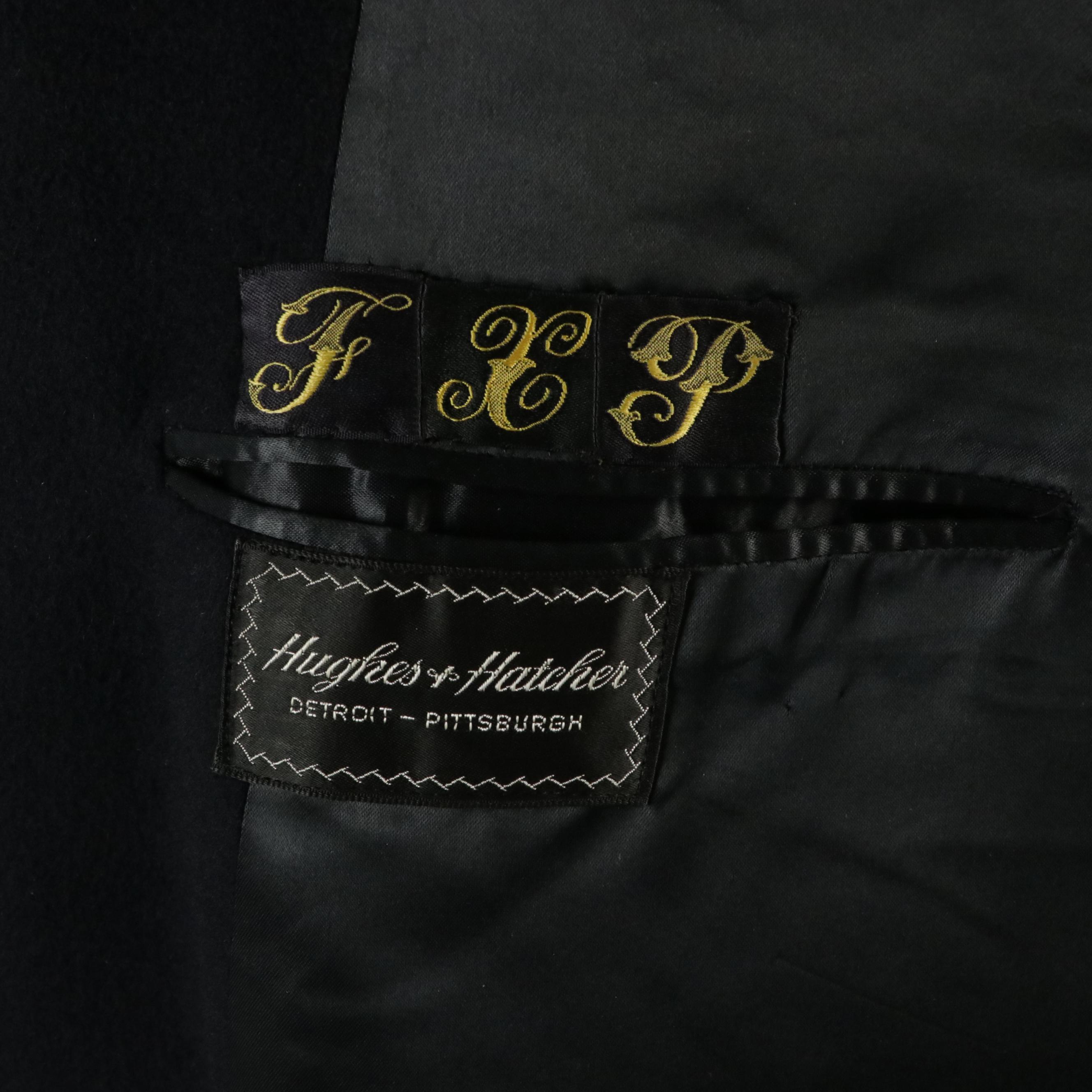 Men's Hughes & Hatcher Vintage Navy Blue Cashmere Long Coat