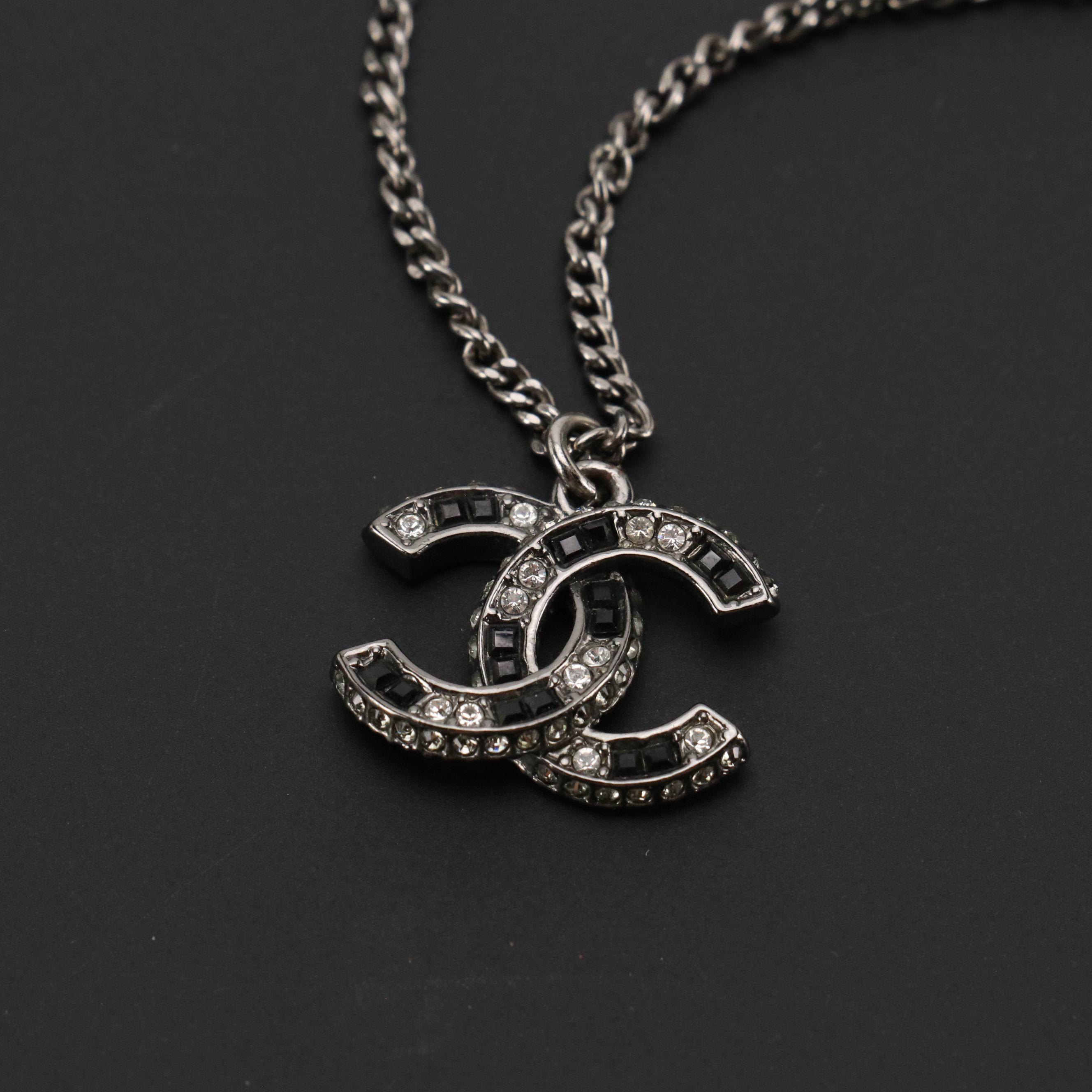 Chanel CC Crystal Resin Pendant Necklace