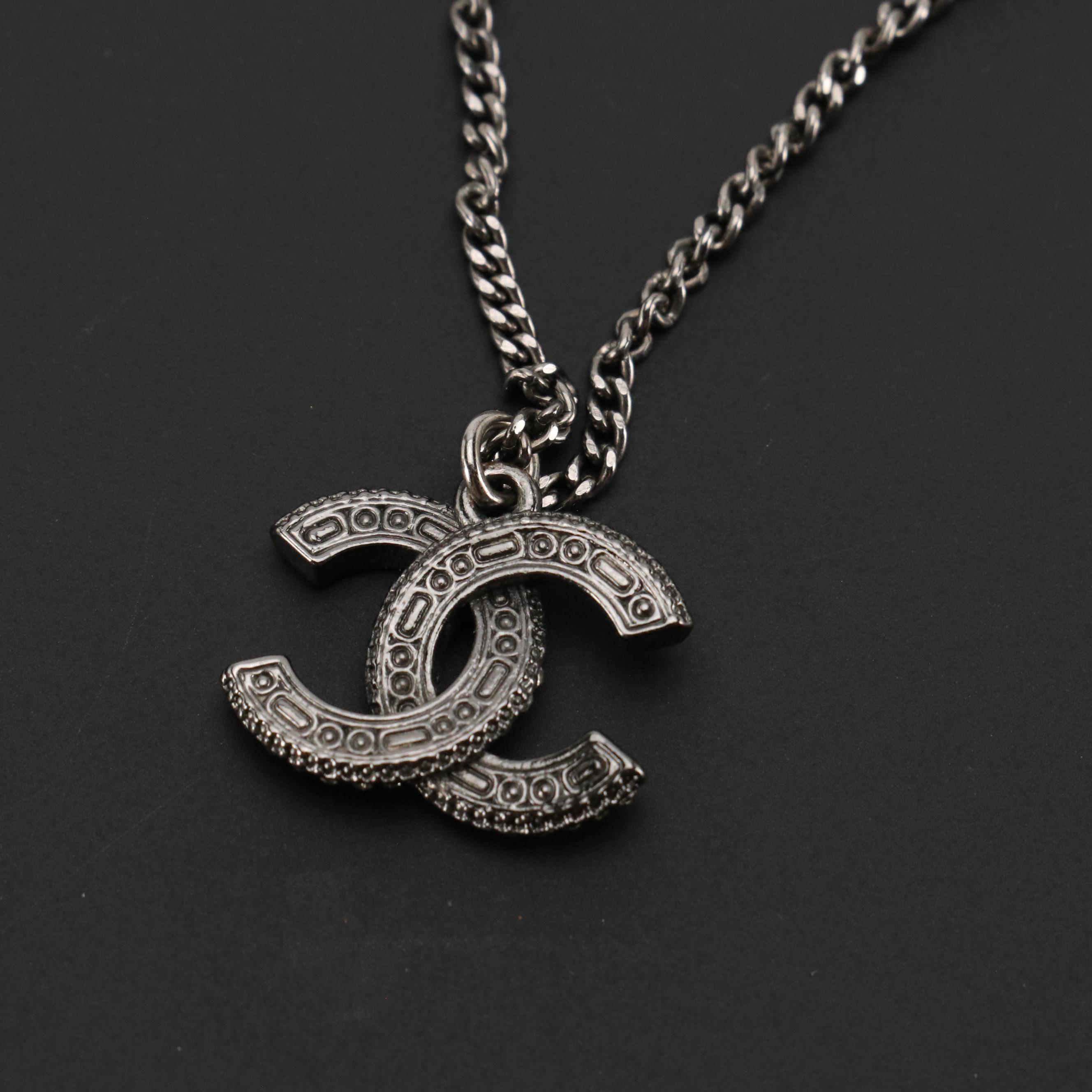 Chanel CC Crystal Resin Pendant Necklace